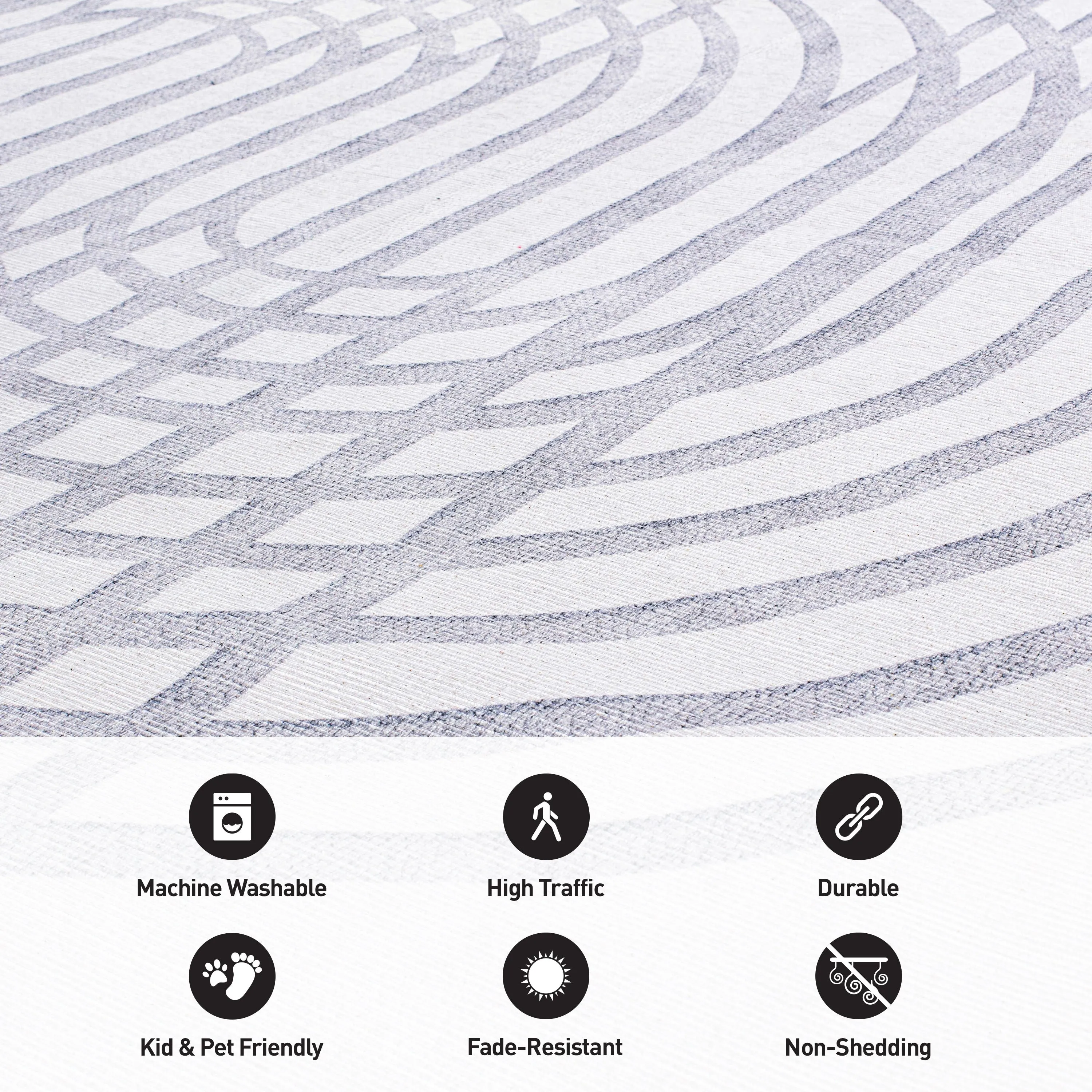 Contemporary Lines Machine Washable Area Rug