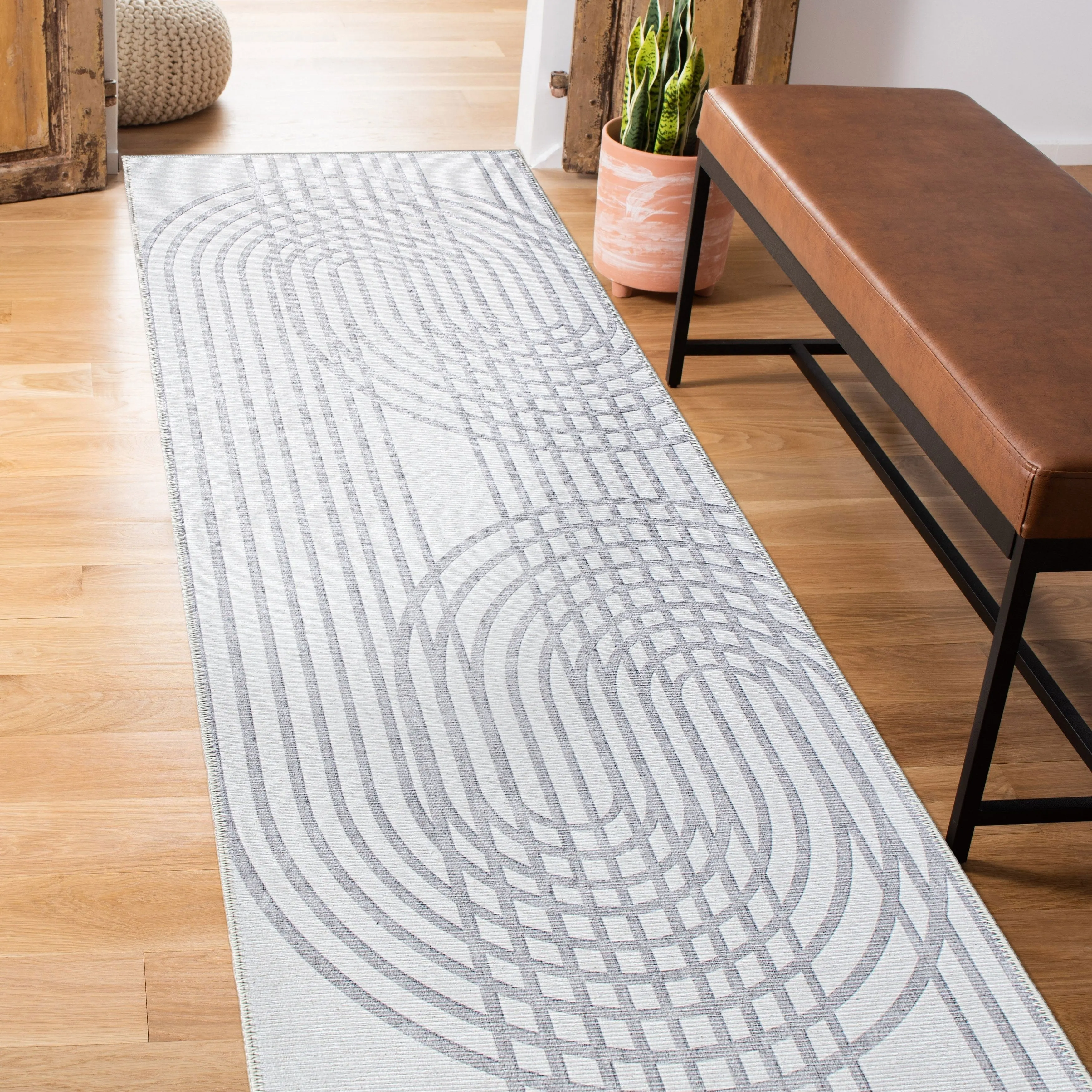 Contemporary Lines Machine Washable Area Rug