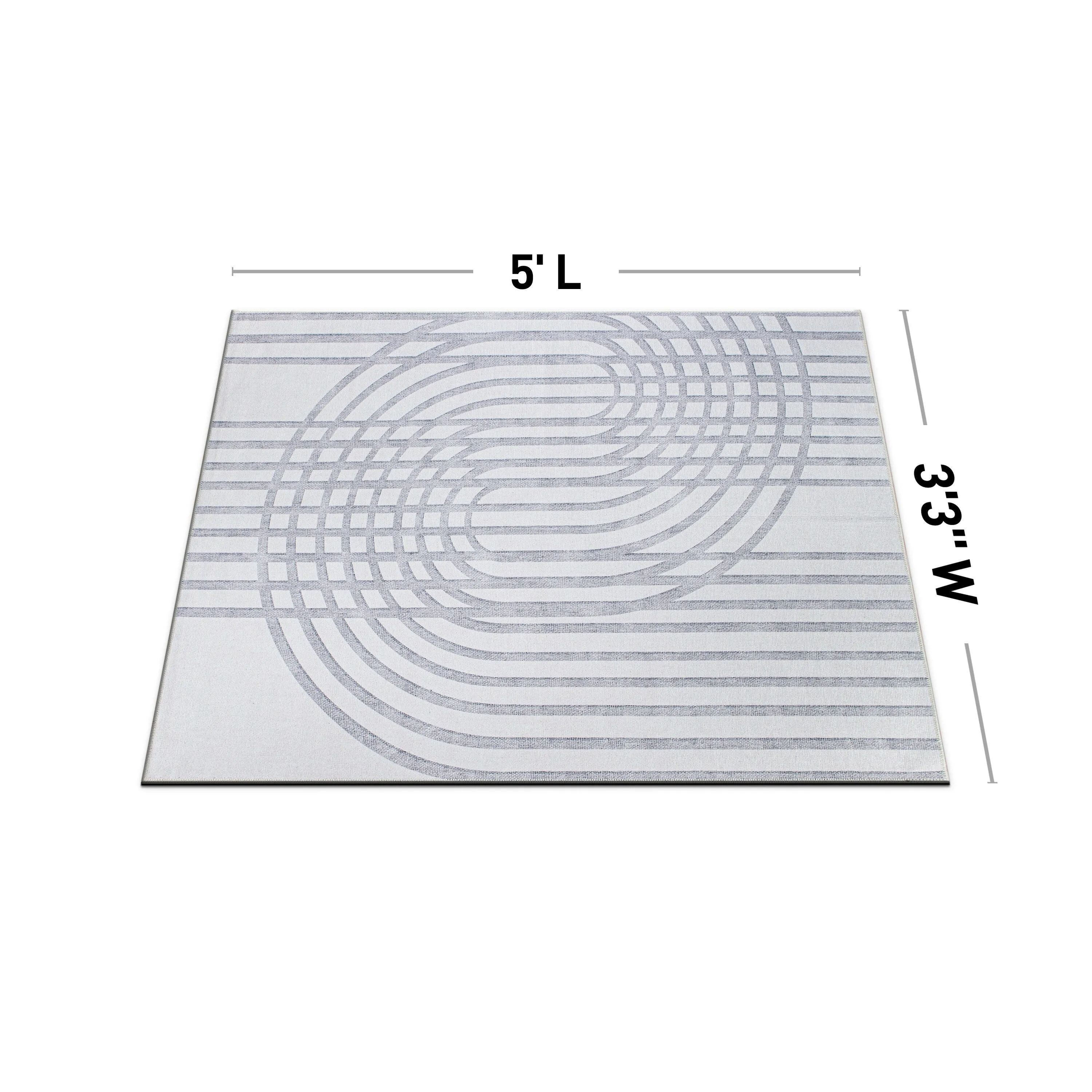 Contemporary Lines Machine Washable Area Rug