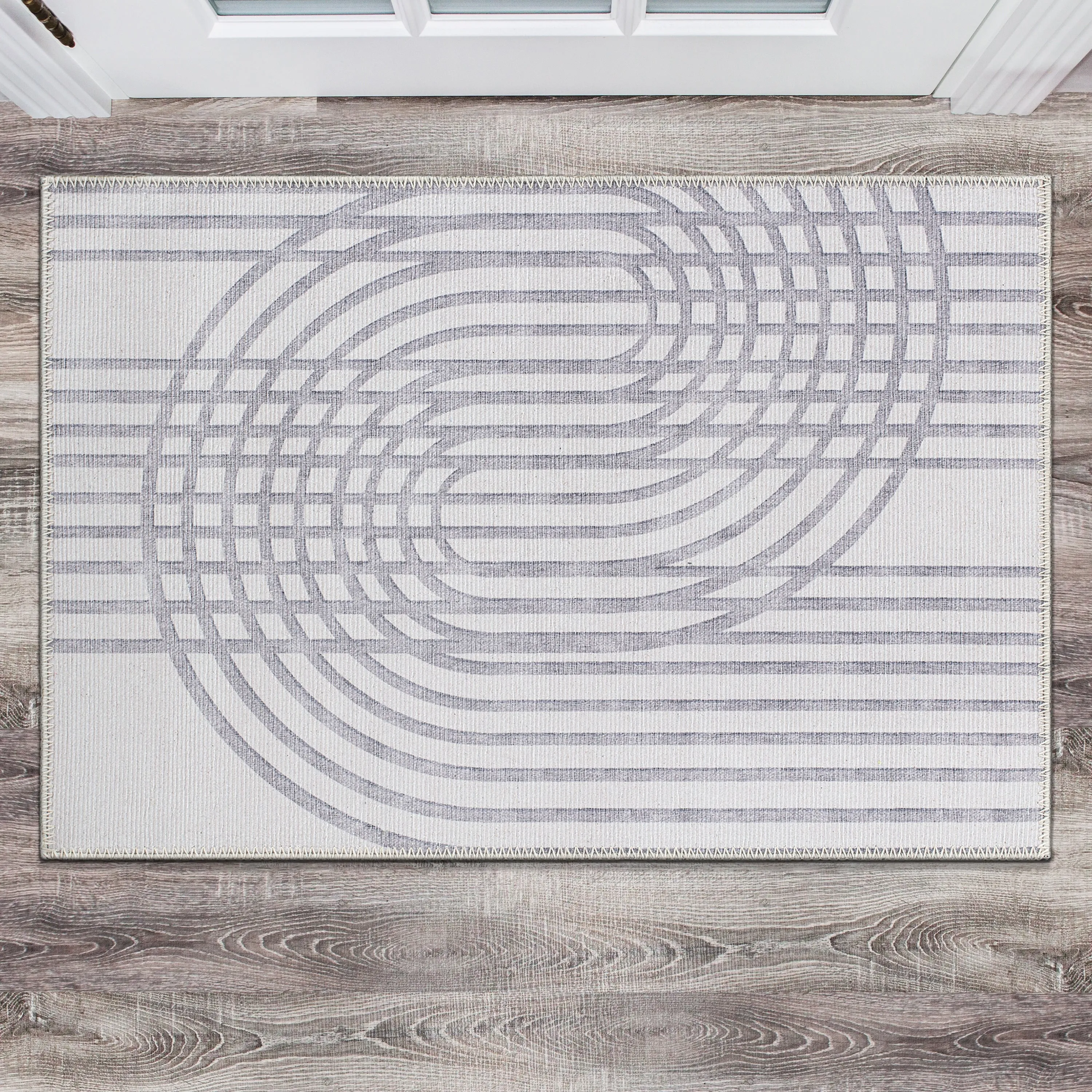 Contemporary Lines Machine Washable Area Rug