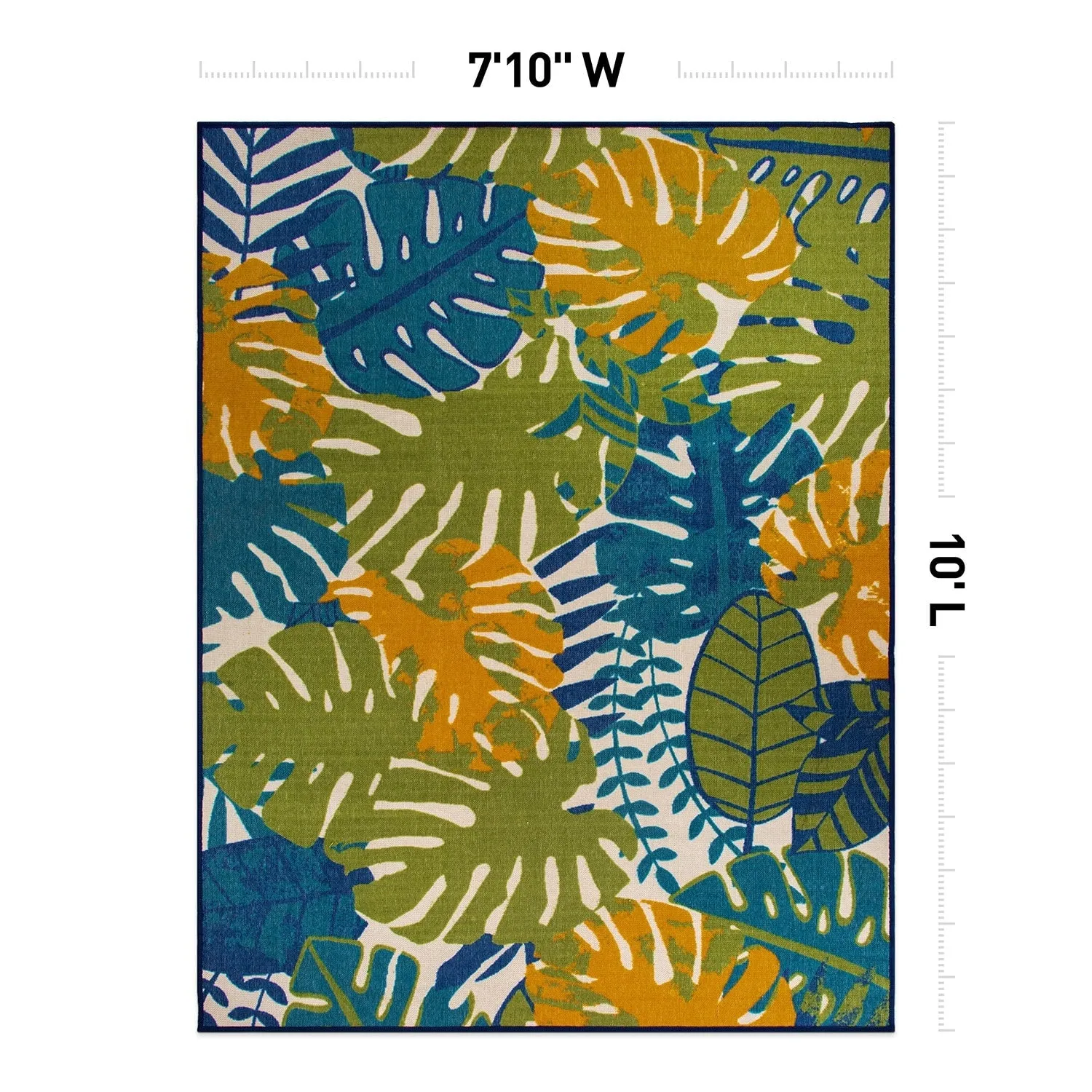 Contemporary Tropical Leaves Flatweave Indoor/Outdoor Area Rug