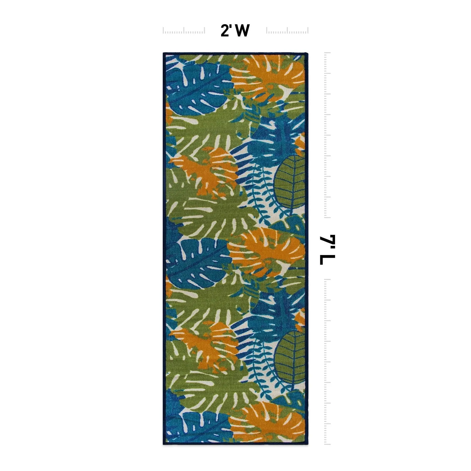 Contemporary Tropical Leaves Flatweave Indoor/Outdoor Area Rug