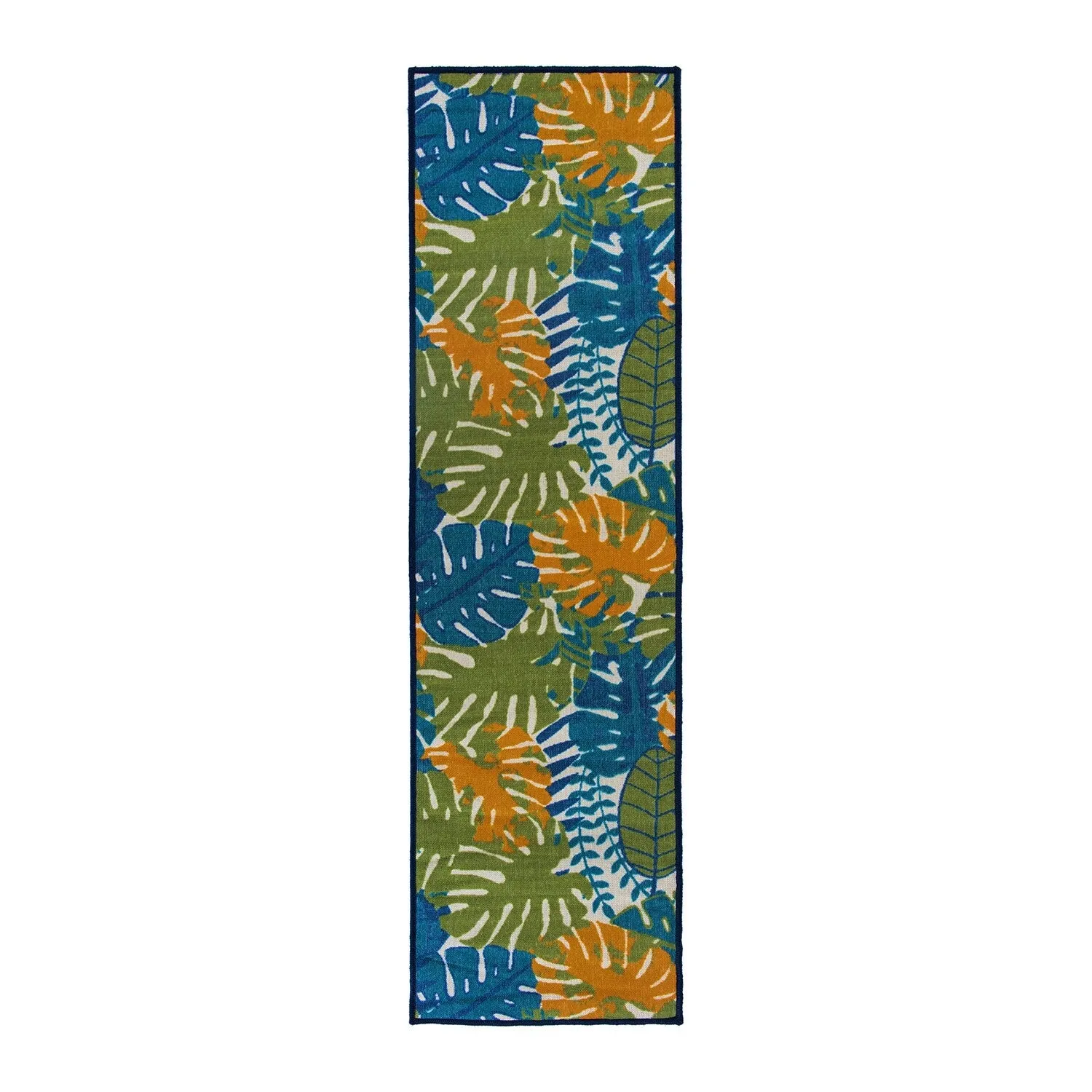 Contemporary Tropical Leaves Flatweave Indoor/Outdoor Area Rug