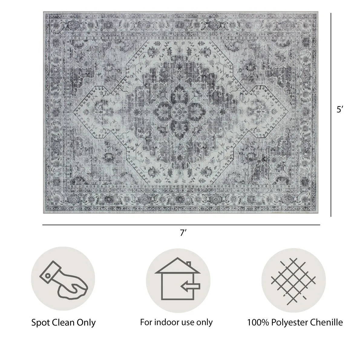 Creative Home Ideas Washable Skid-Resistant Chenille Rug