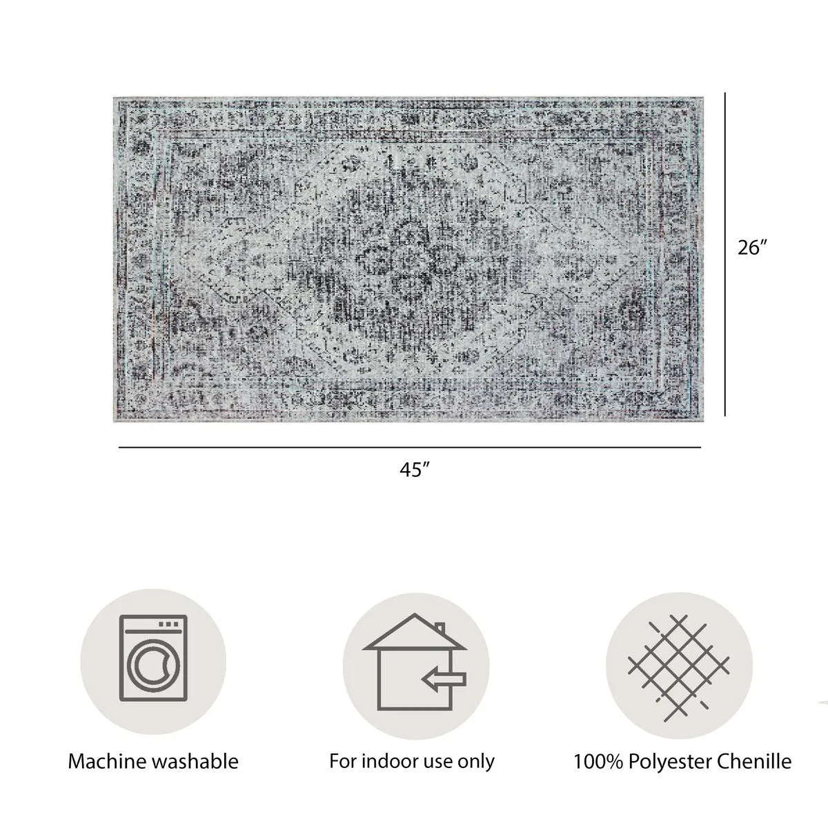 Creative Home Ideas Washable Skid-Resistant Chenille Rug