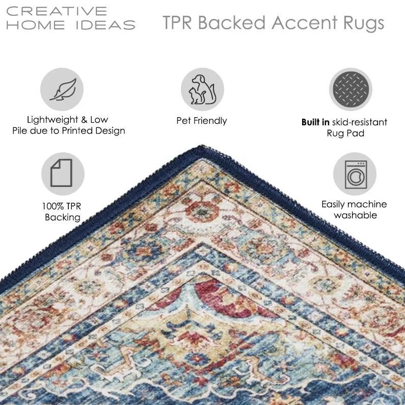 Creative Home Ideas Washable Skid-Resistant Chenille Rug