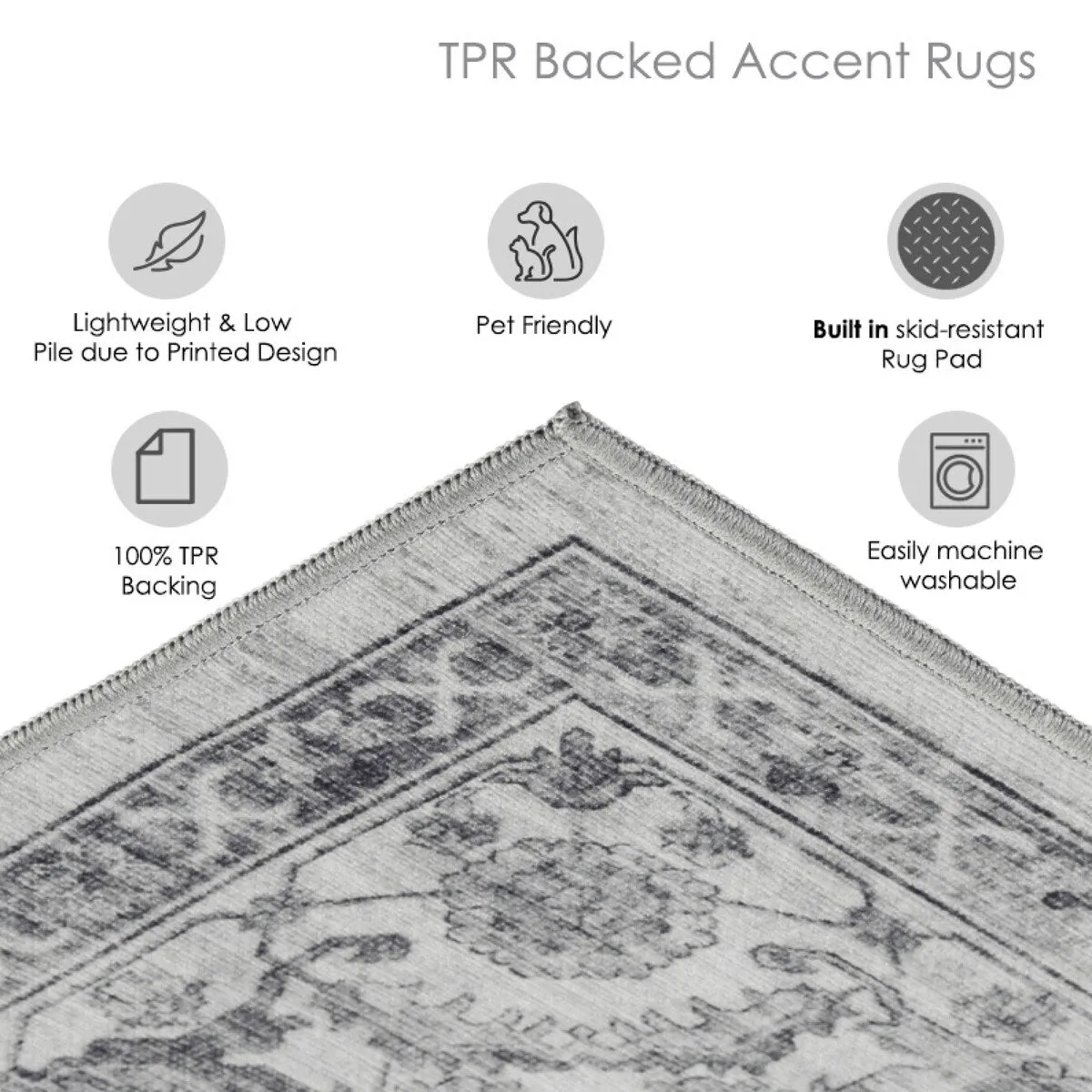 Creative Home Ideas Washable Skid-Resistant Chenille Rug