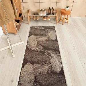 Custom Size Feather Design 31 Inch Wide Non-Slip Stair Runner Rug