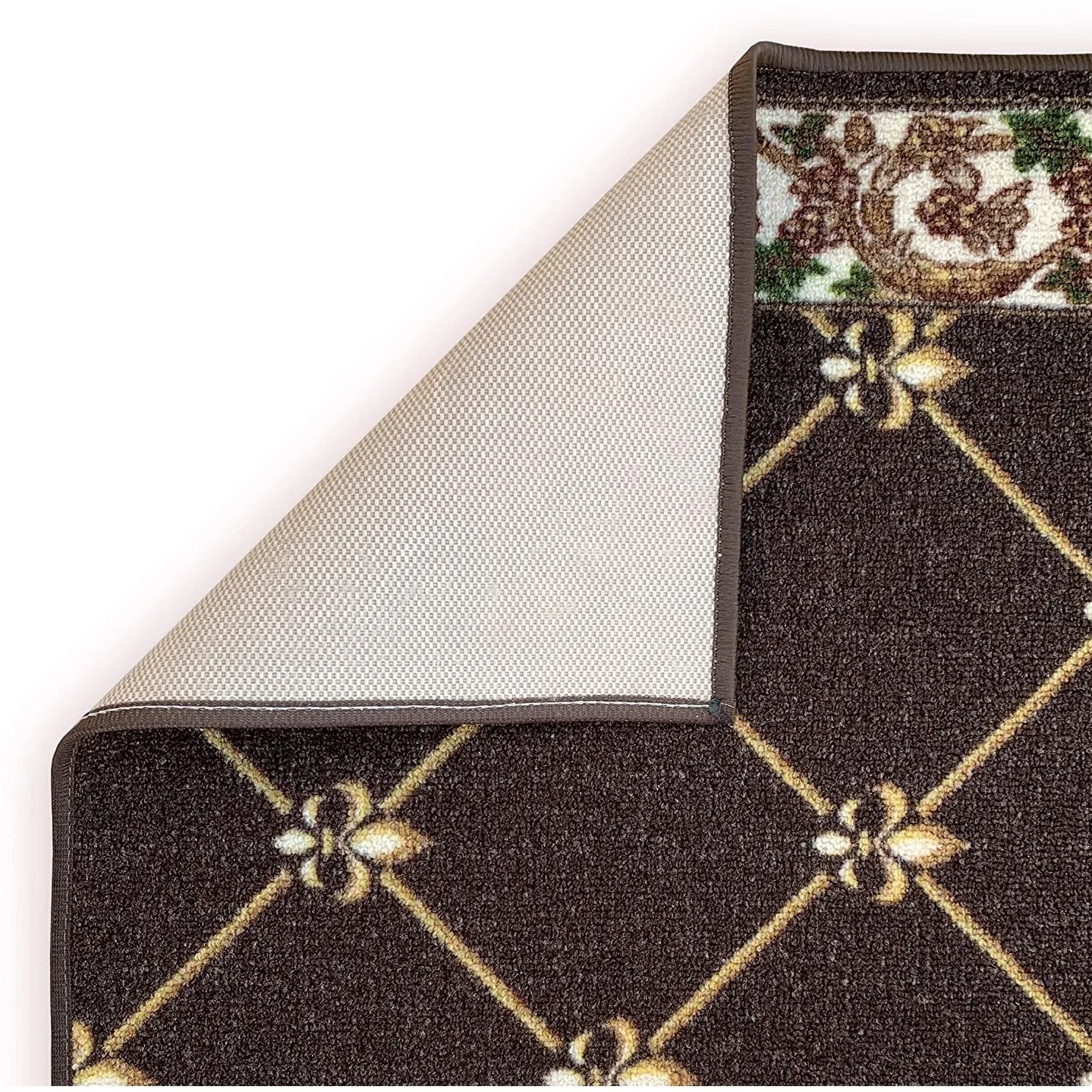Custom Size Fleur De Lis 31 Inch Wide Non-Slip Stair Runner Rug