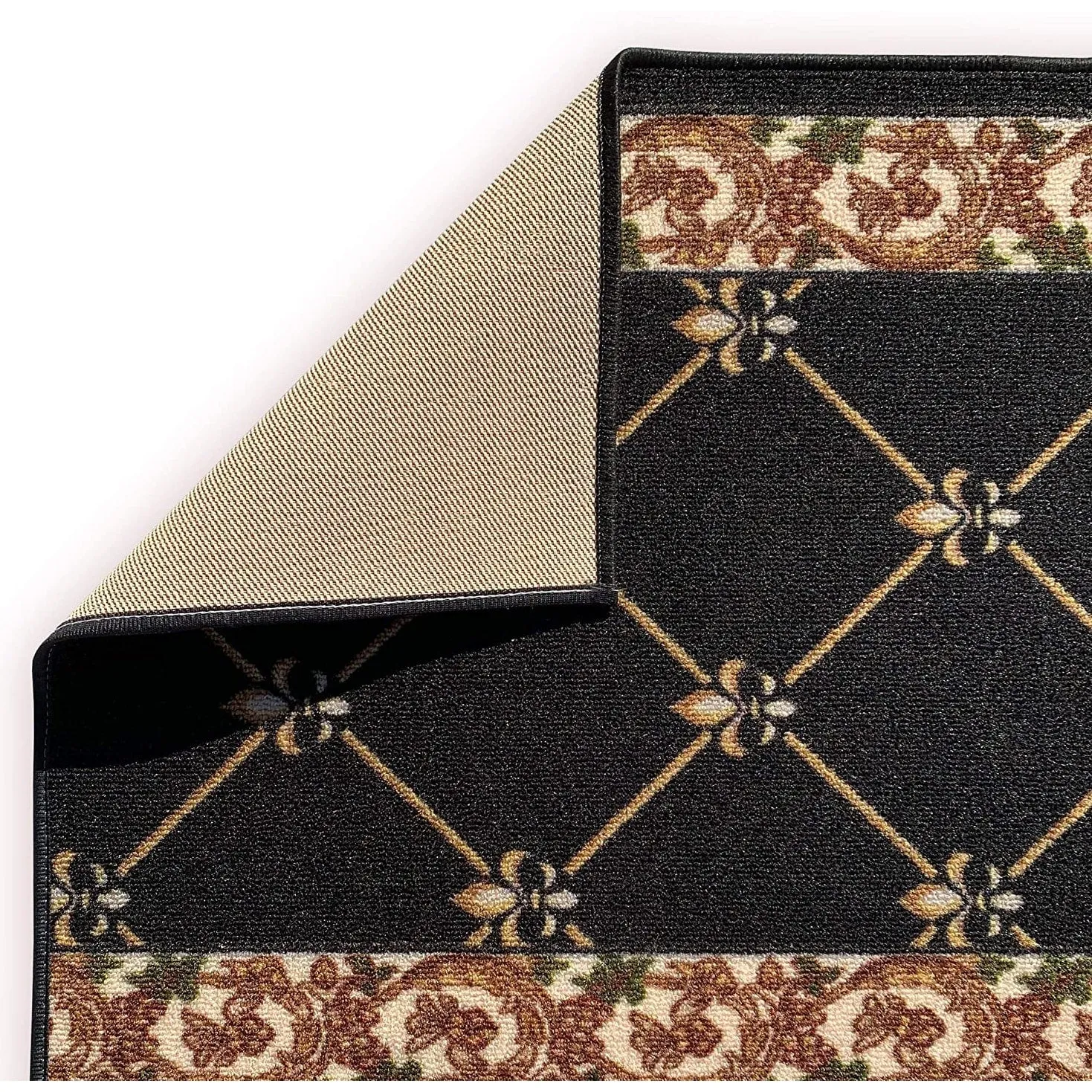 Custom Size Fleur De Lis 31 Inch Wide Non-Slip Stair Runner Rug