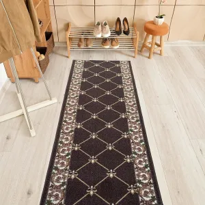 Custom Size Fleur De Lis 31 Inch Wide Non-Slip Stair Runner Rug