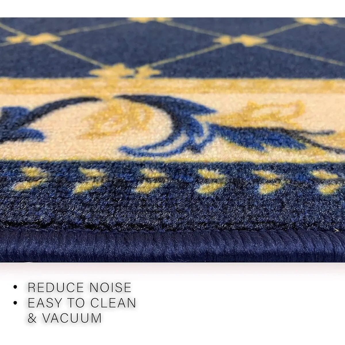 Custom Size French Trellis Design Blue.Brown.Red Color Non-Slip Rubber Backing-26 Inch WidexYour Choice of Length Runner Rug