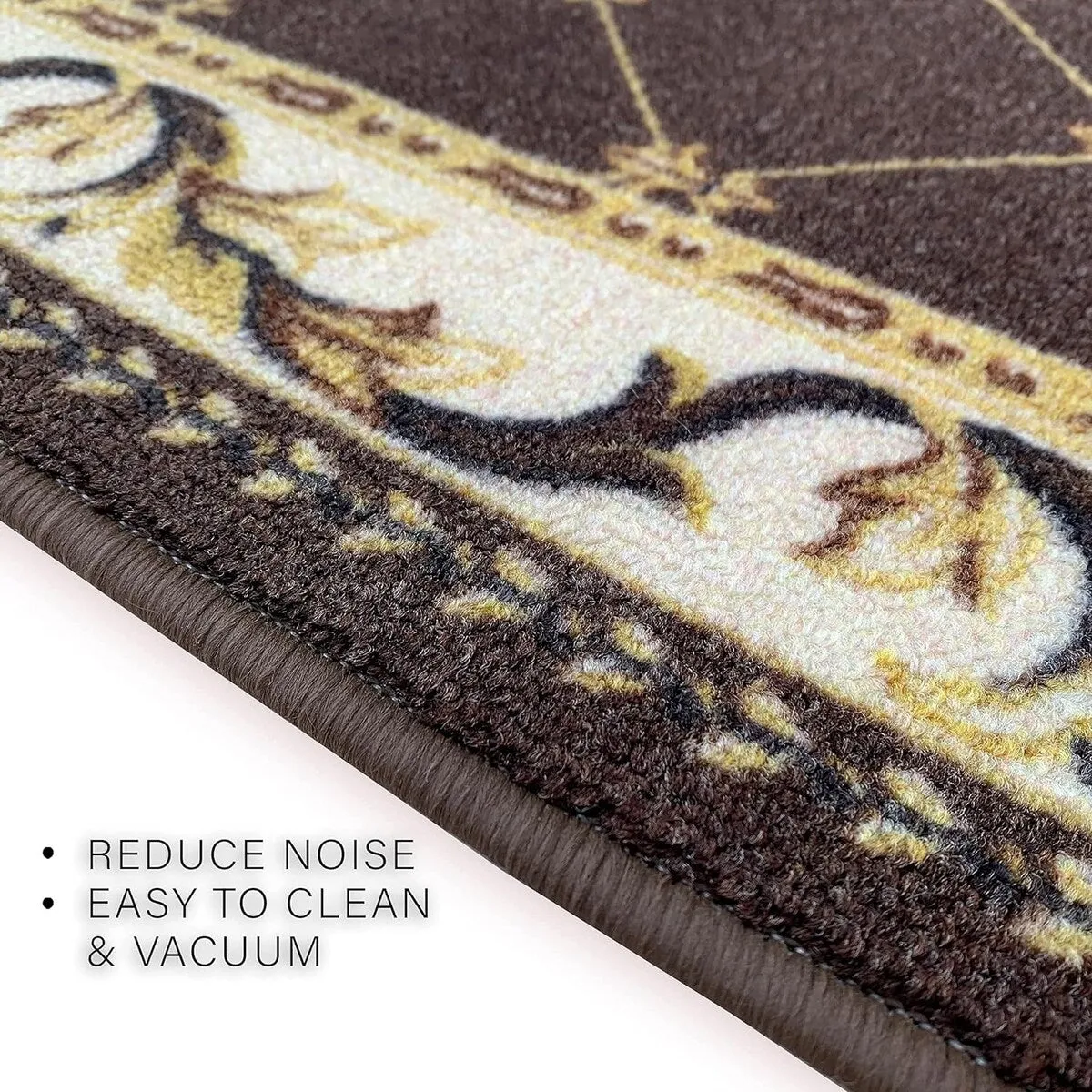 Custom Size French Trellis Design Blue.Brown.Red Color Non-Slip Rubber Backing-26 Inch WidexYour Choice of Length Runner Rug