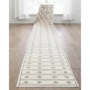 Custom Size Runner Serenity Parallel Tribal Diamond Pattern Stair Rug