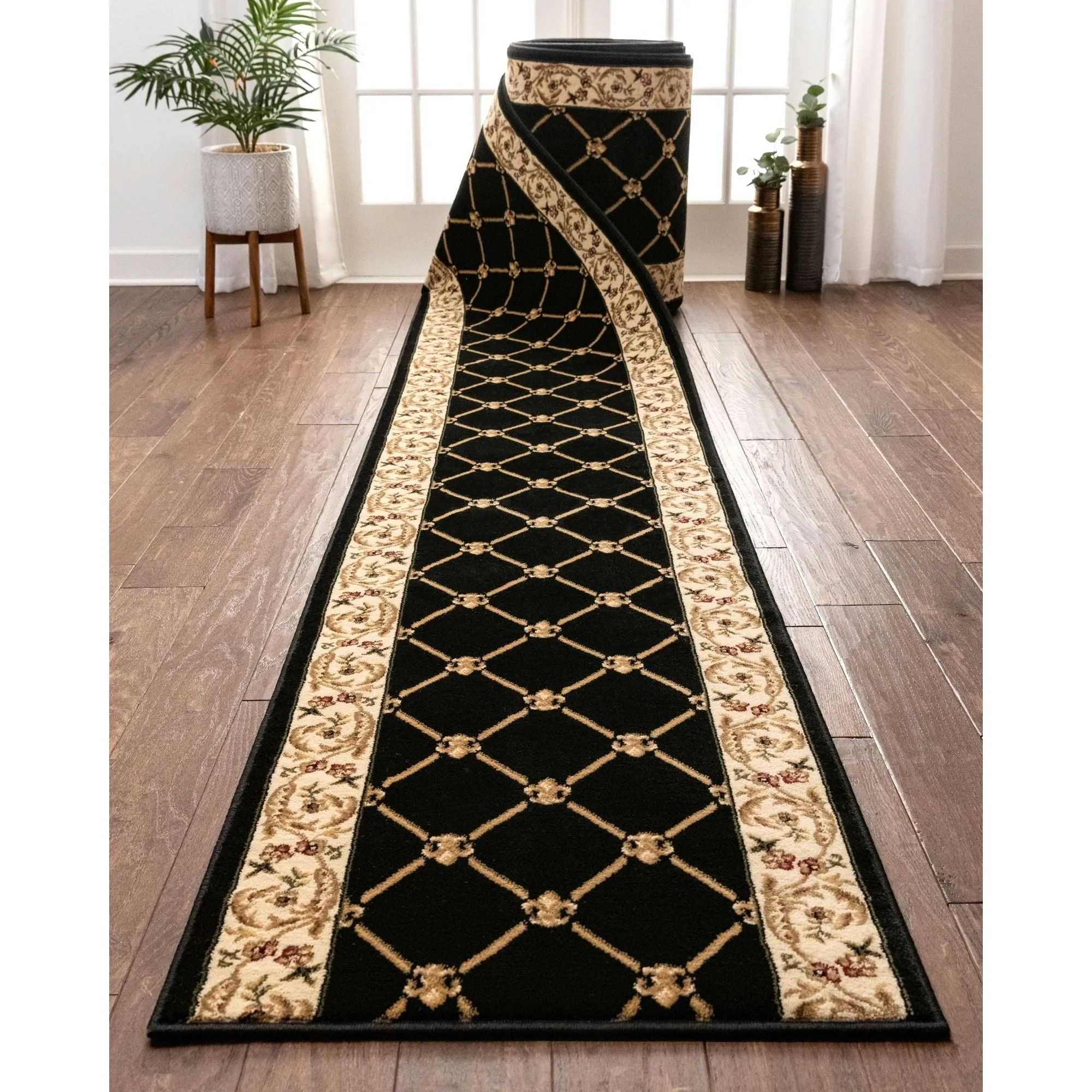 Custom Size Runner Timeless Fleur De Lis Traditional Stair Rug