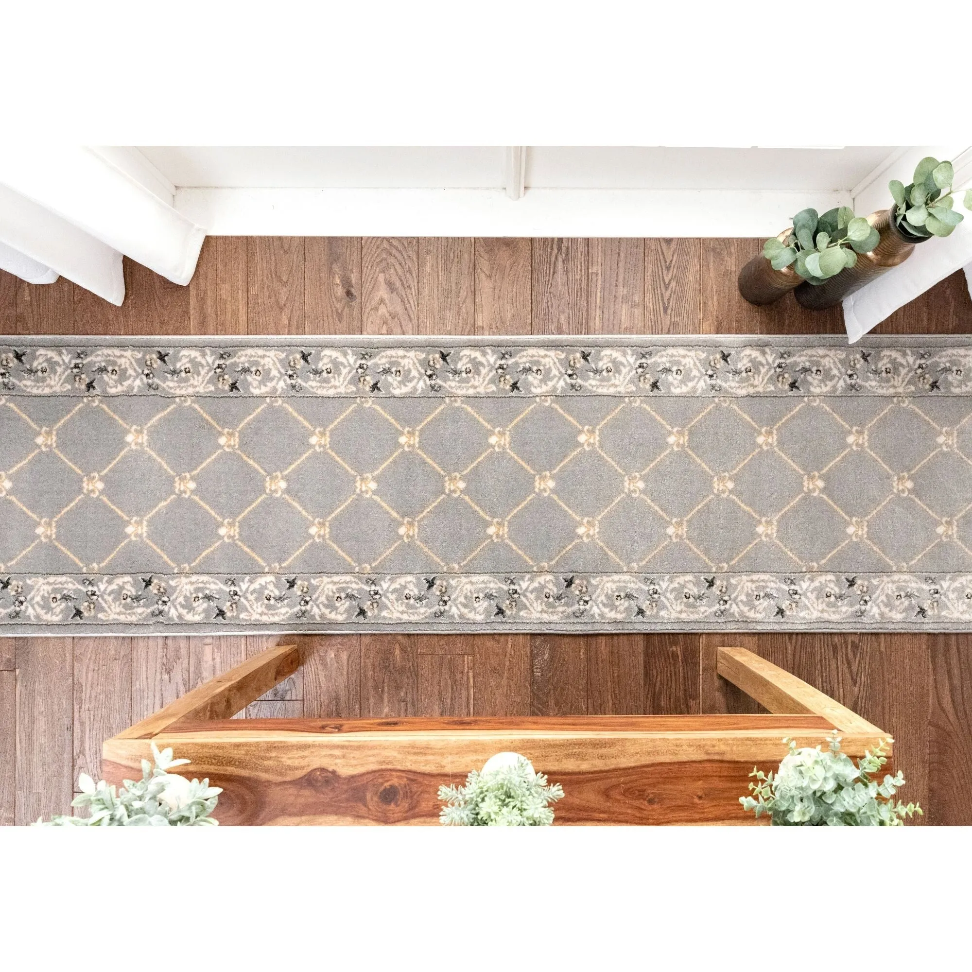 Custom Size Runner Timeless Fleur De Lis Traditional Stair Rug