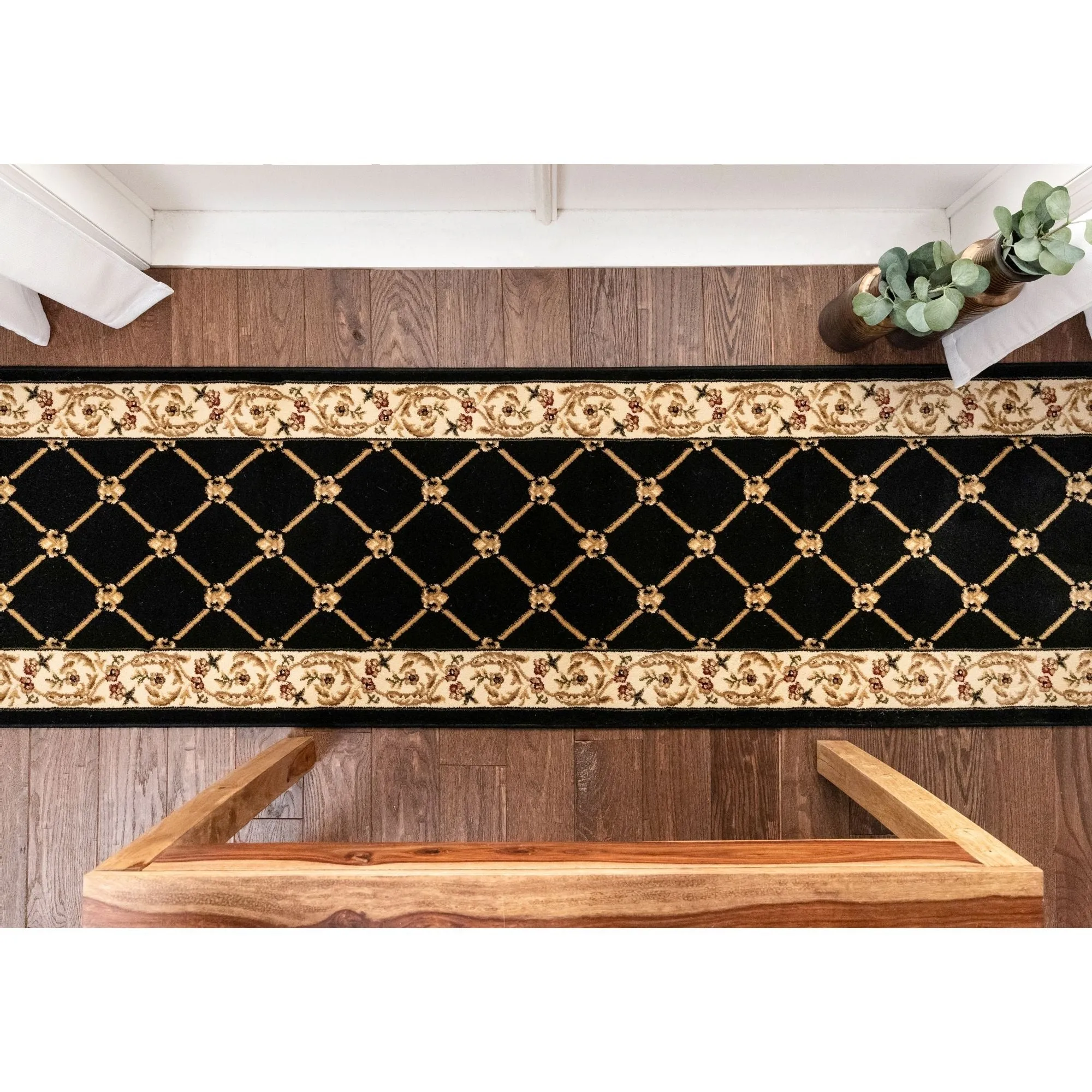 Custom Size Runner Timeless Fleur De Lis Traditional Stair Rug