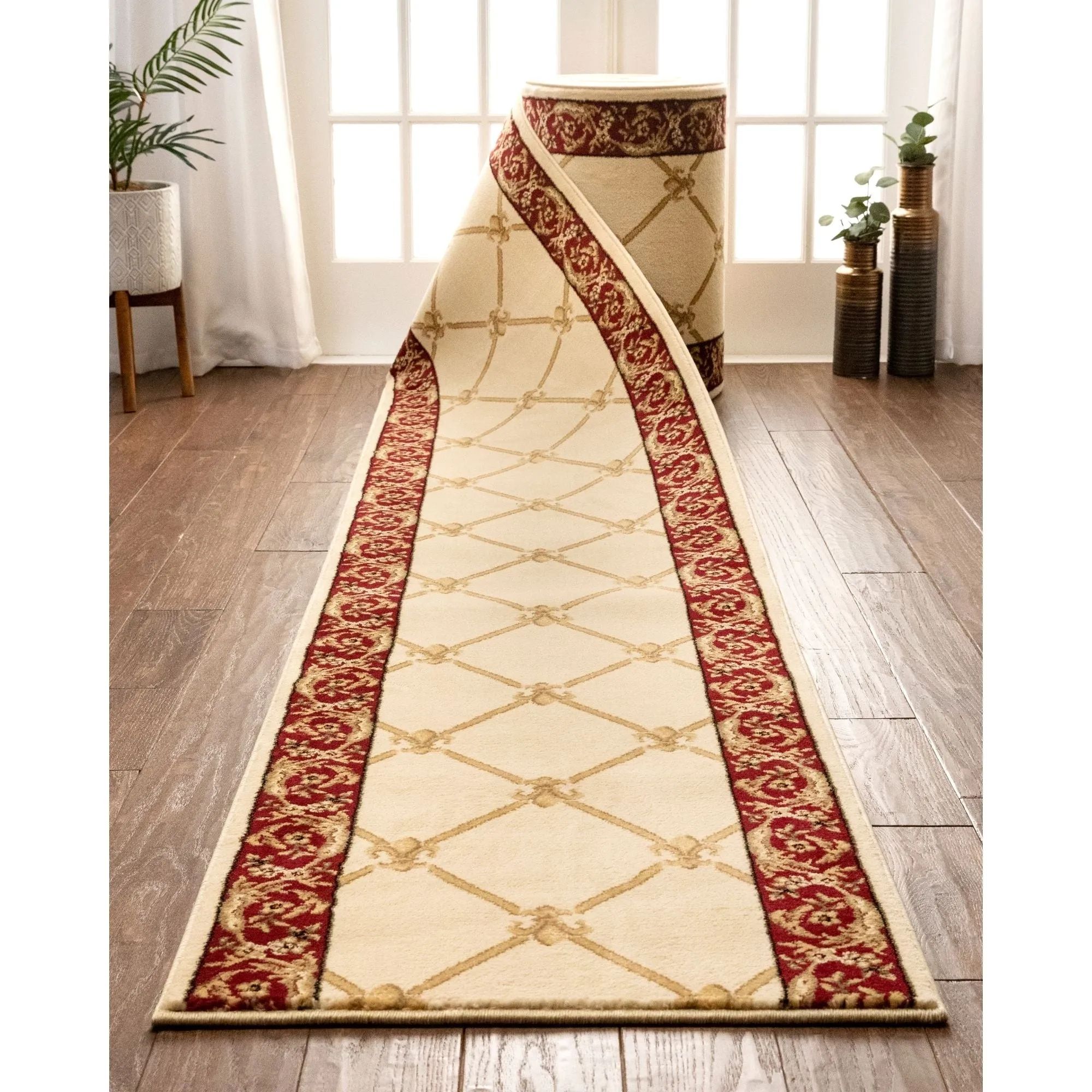 Custom Size Runner Timeless Fleur De Lis Traditional Stair Rug