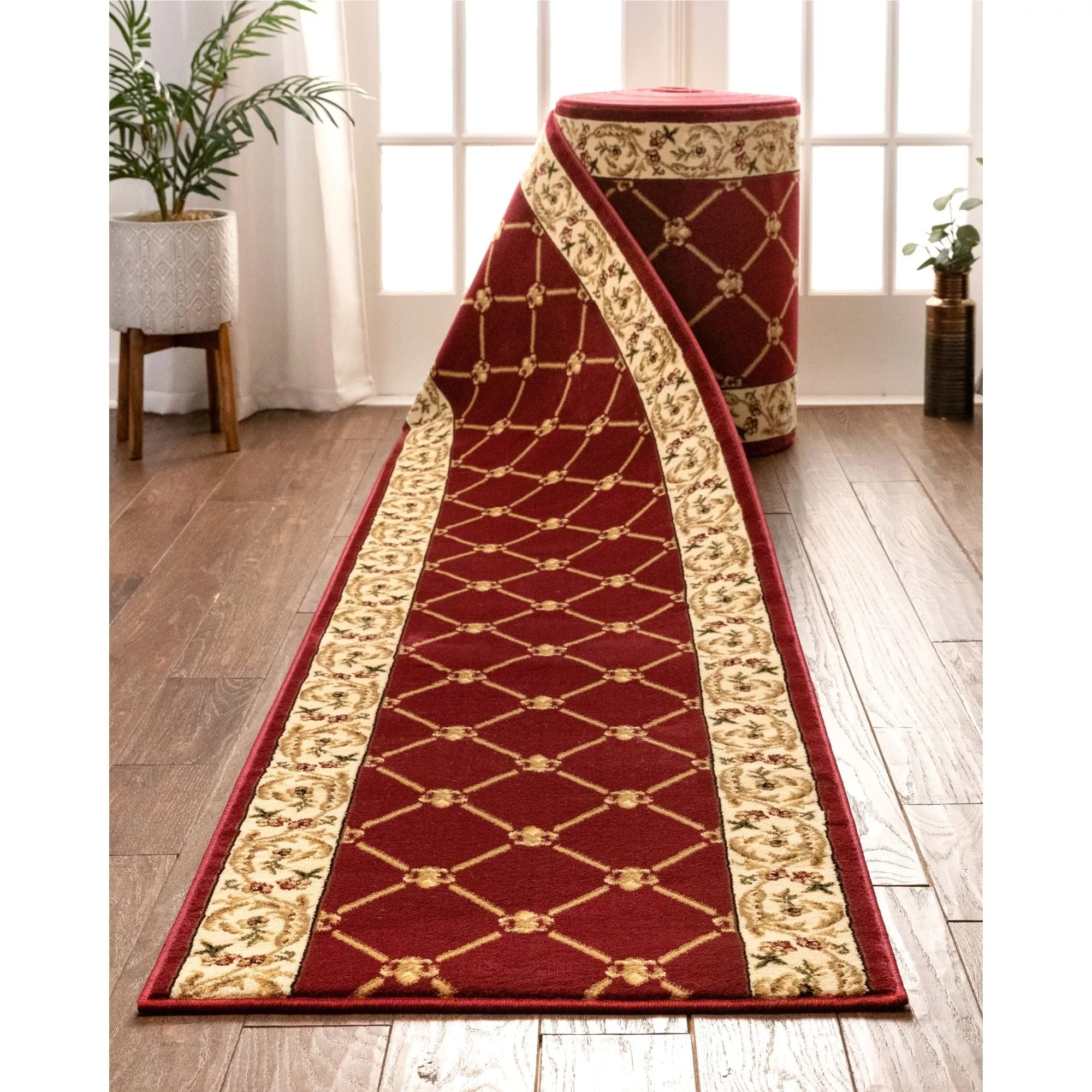 Custom Size Runner Timeless Fleur De Lis Traditional Stair Rug