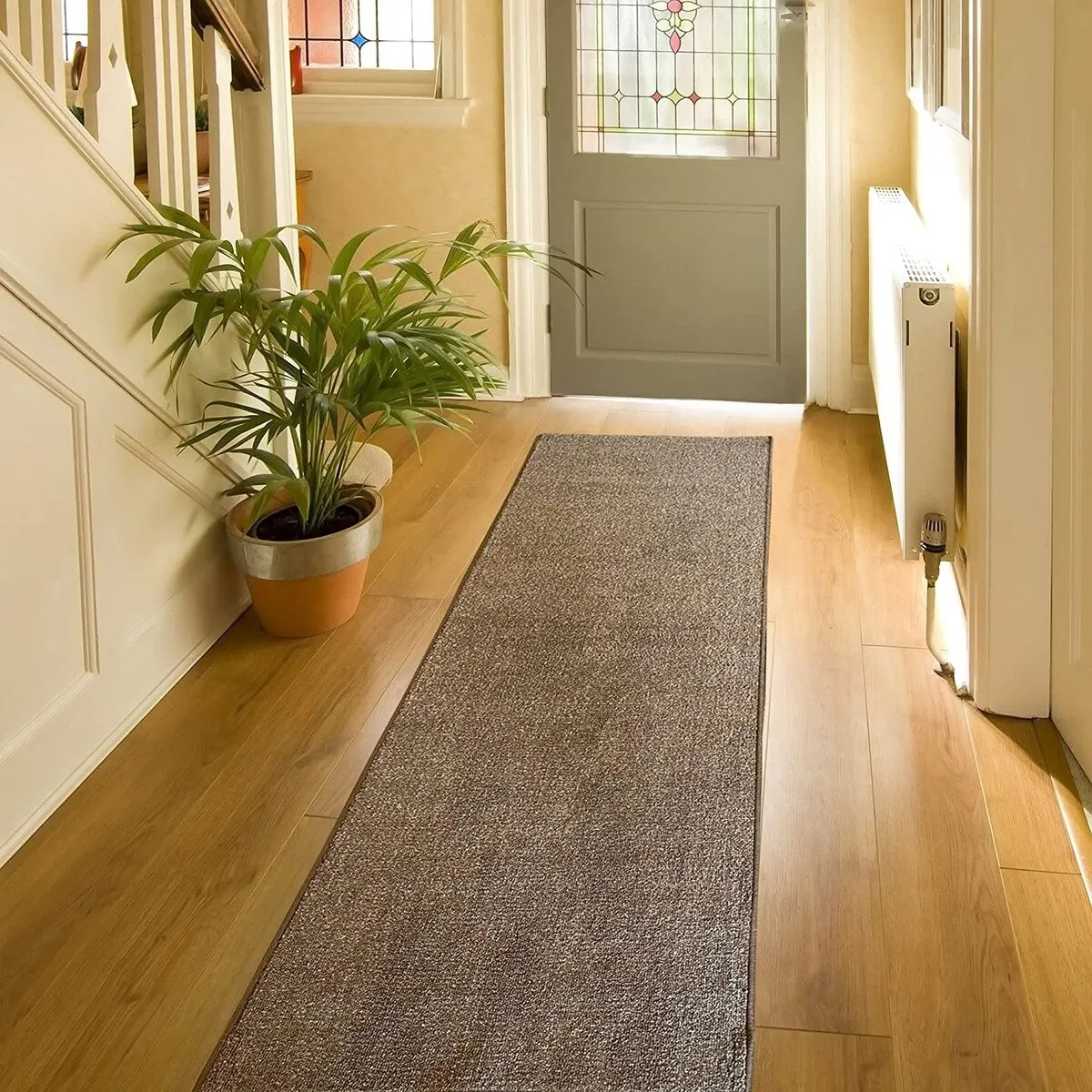 Custom Size Solid Design 26 Inch Wide Non-Slip Stair Runner Rug