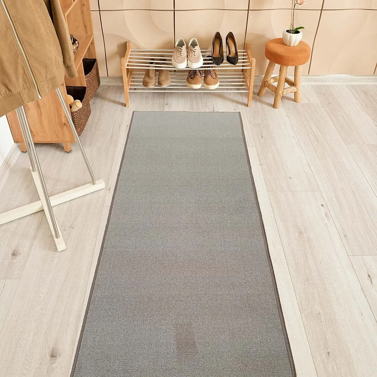 Custom Size Solid Design 26 Inch Wide Non-Slip Stair Runner Rug