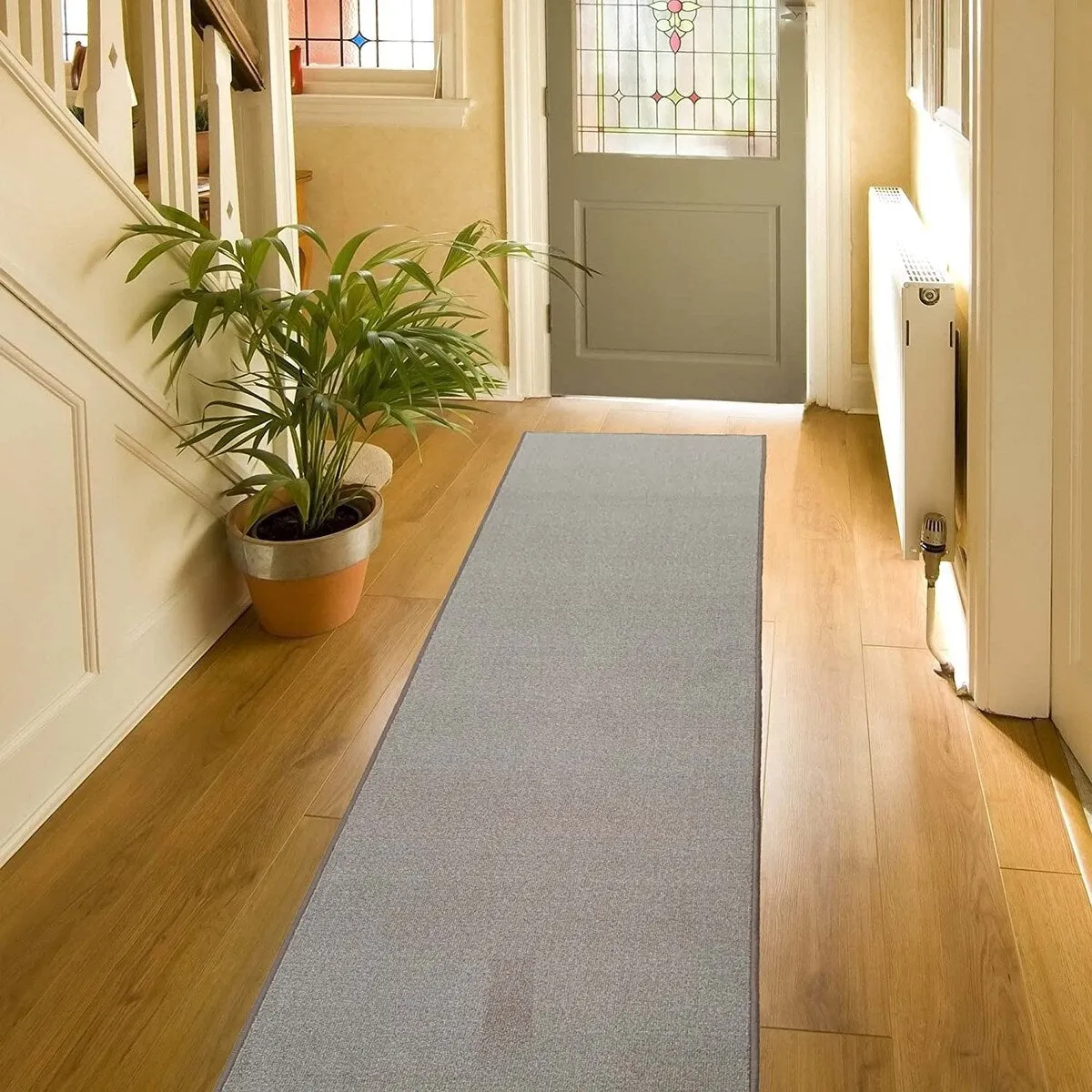 Custom Size Solid Design 26 Inch Wide Non-Slip Stair Runner Rug