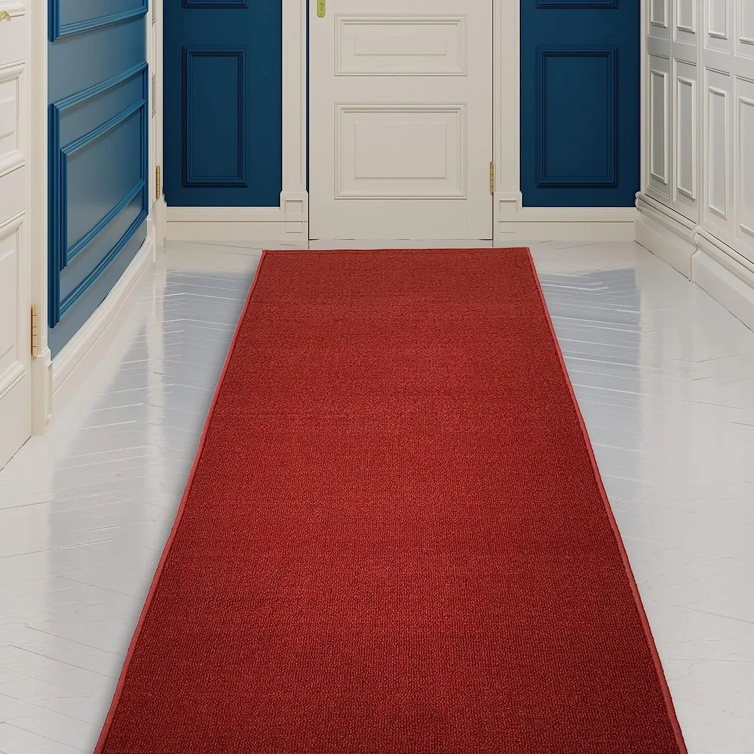 Custom Size Solid Design Beige.Brown.Red Color Non-Slip Rubber Backing- 31 Inch Wide x Your Choice of Length Runner Rug