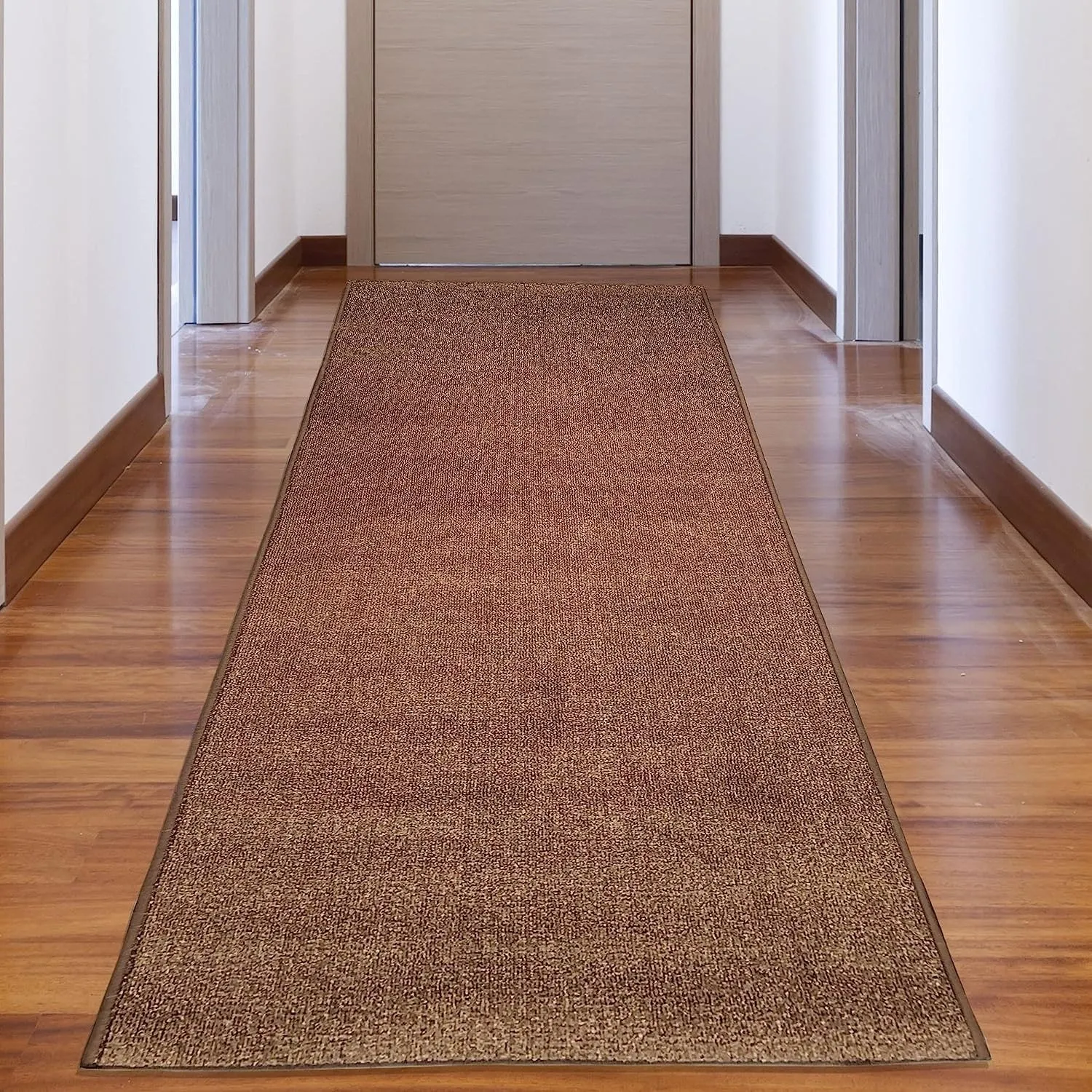 Custom Size Solid Design Beige.Brown.Red Color Non-Slip Rubber Backing- 31 Inch Wide x Your Choice of Length Runner Rug