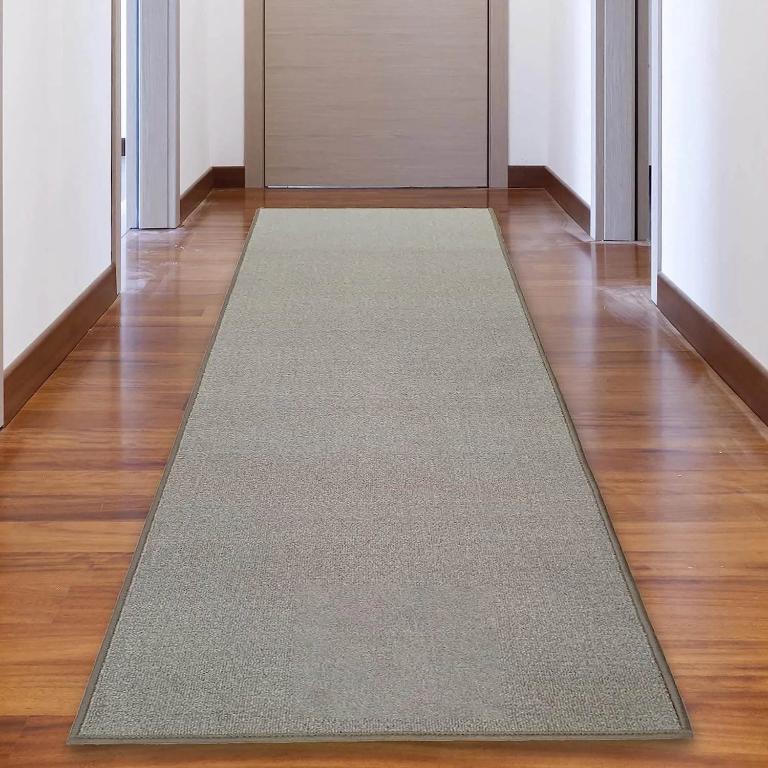 Custom Size Solid Design Beige.Brown.Red Color Non-Slip Rubber Backing- 31 Inch Wide x Your Choice of Length Runner Rug