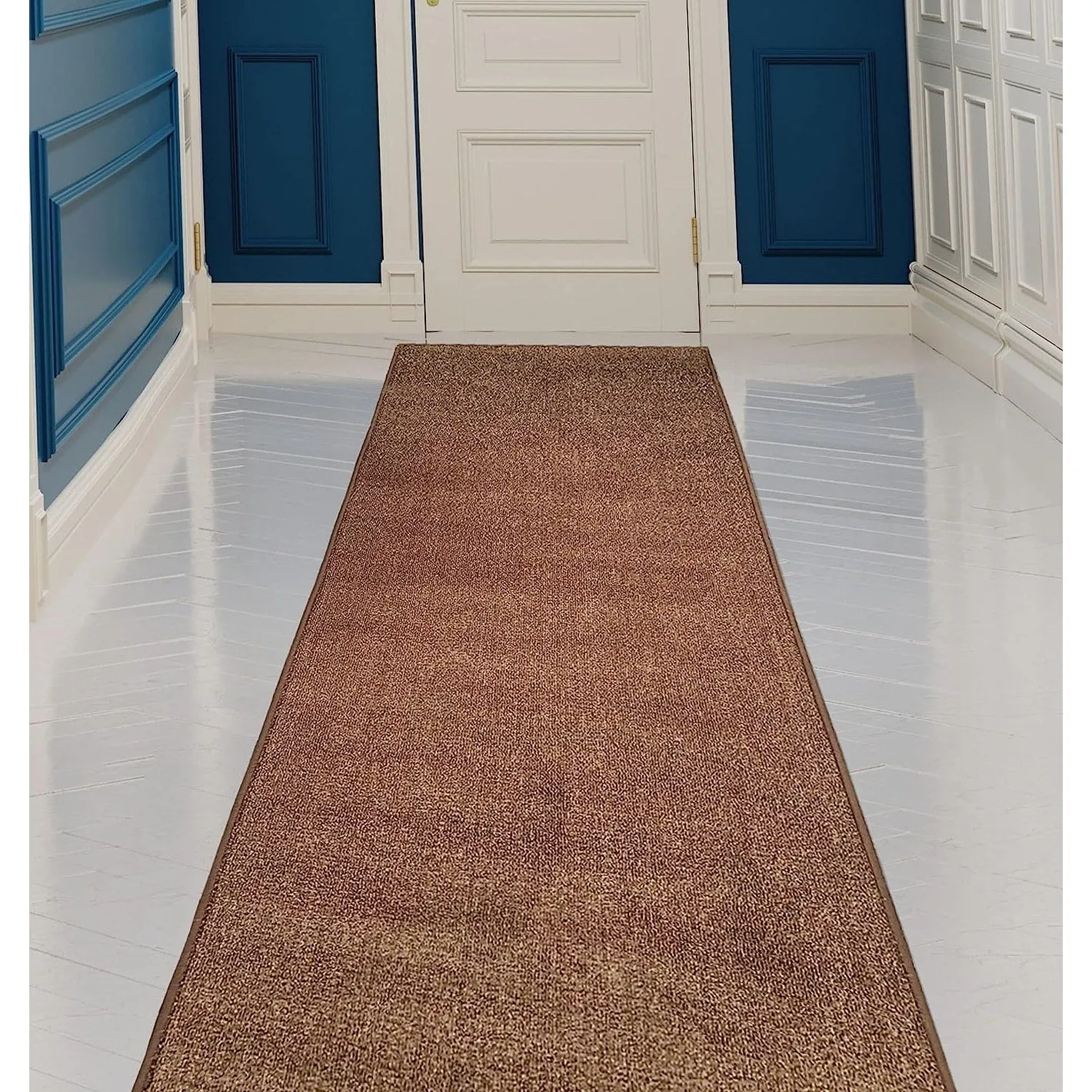 Custom Size Solid Design Beige.Brown.Red Color Non-Slip Rubber Backing- 31 Inch Wide x Your Choice of Length Runner Rug