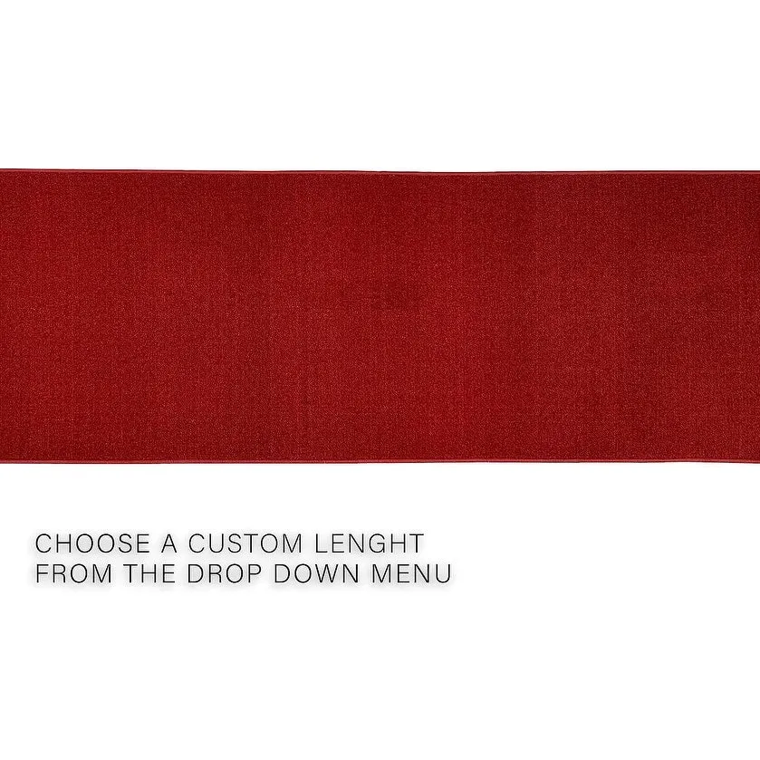 Custom Size Solid Design Beige.Brown.Red Color Non-Slip Rubber Backing- 31 Inch Wide x Your Choice of Length Runner Rug