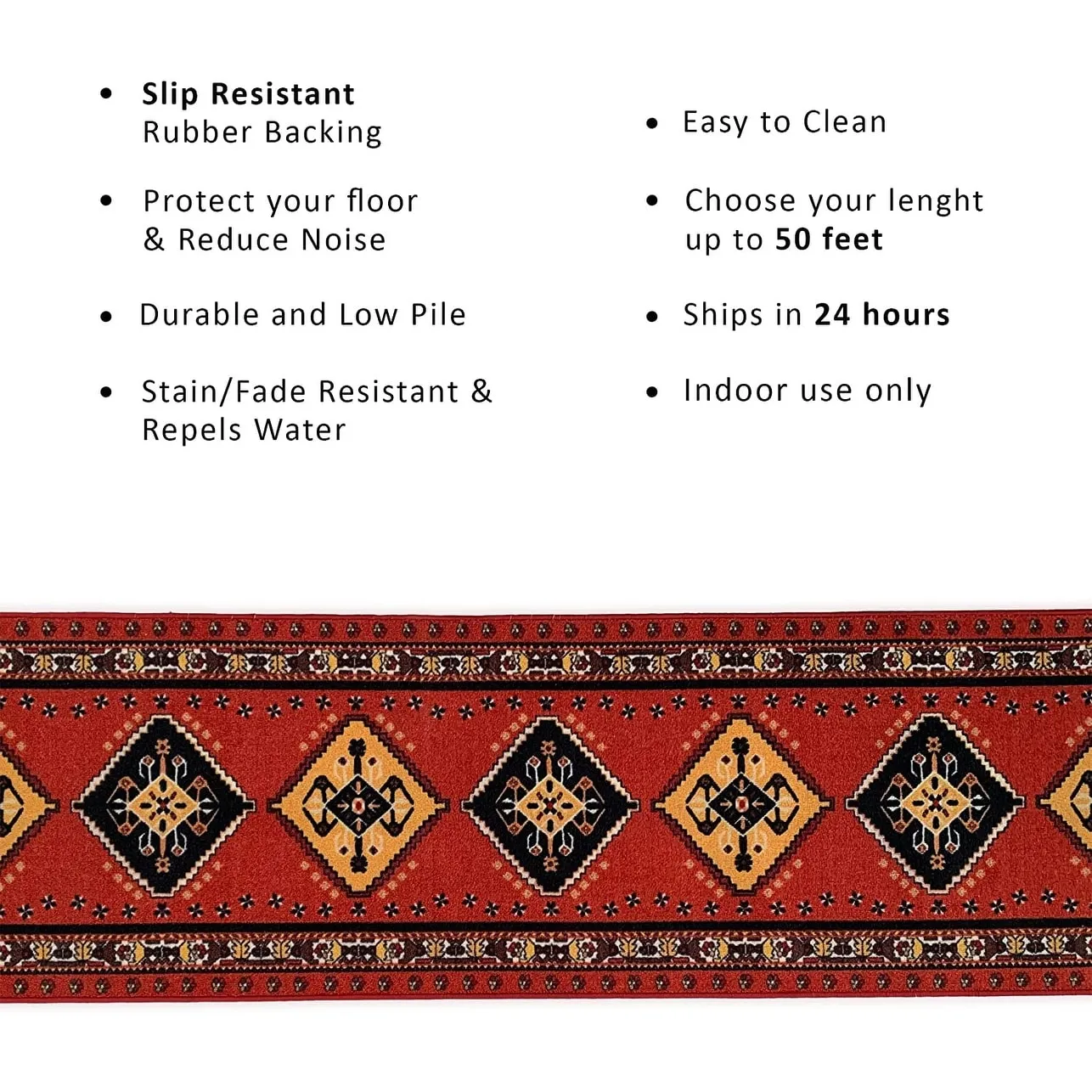 Custom Size Southwestern 31 Inch Wide Non-Slip Stair Runner Rug