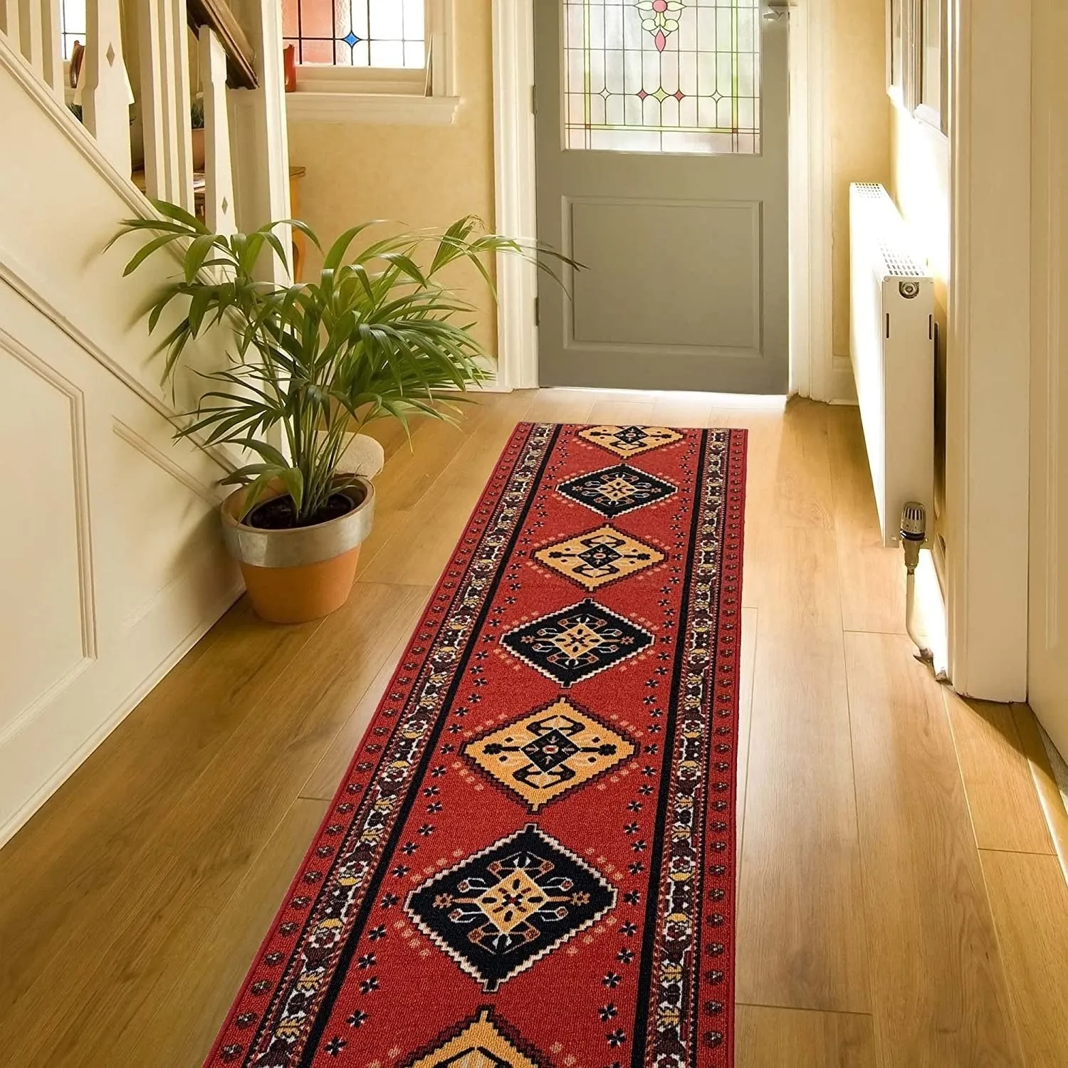 Custom Size Southwestern 31 Inch Wide Non-Slip Stair Runner Rug