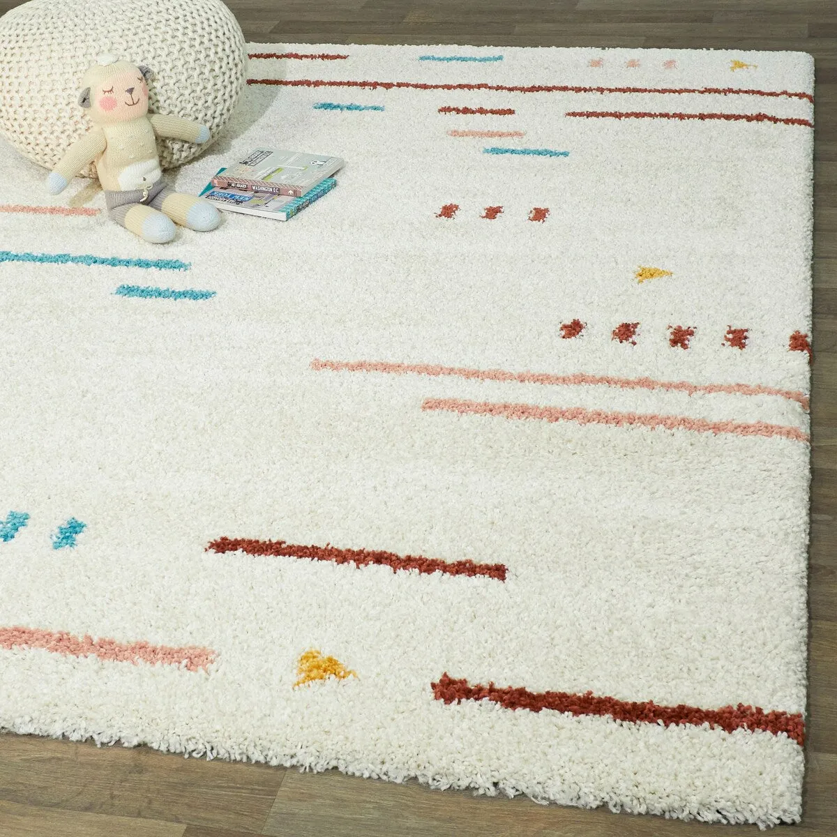 Dalmas Southwestern Stripe Shag Area Rug