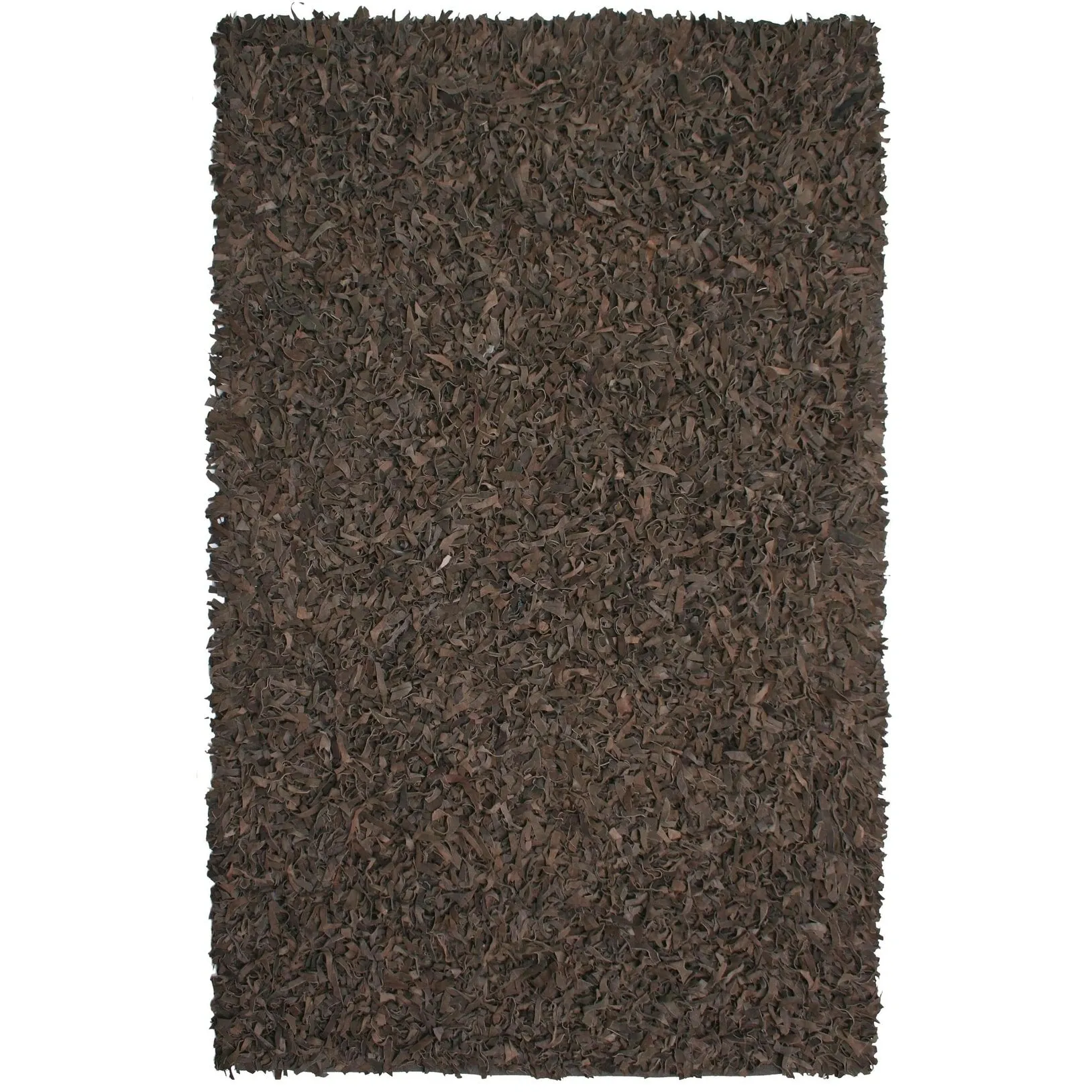 Dark Brown Pelle Leather Shag Rug