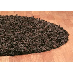 Dark Brown Pelle Leather Shag Rug