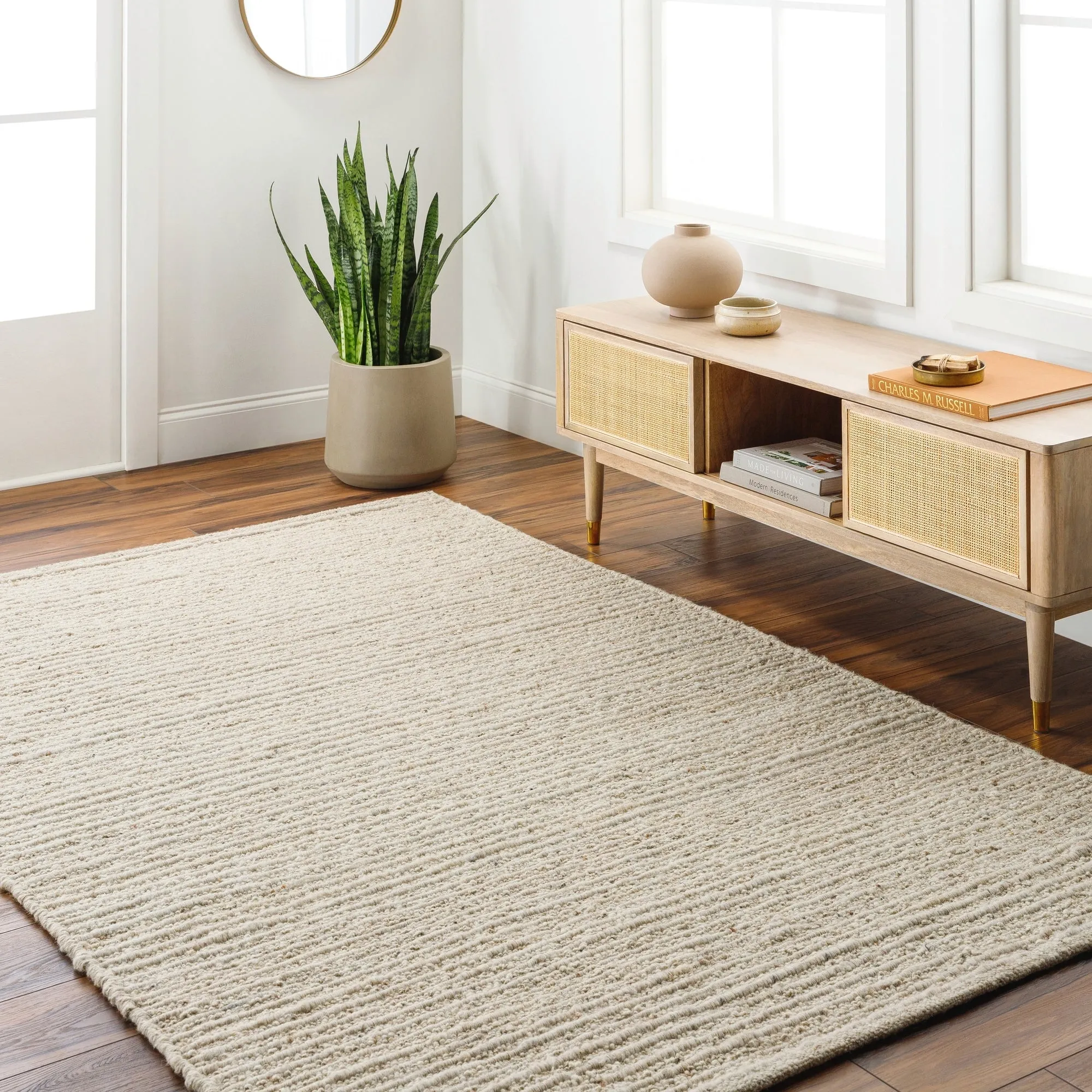 Dawley Handmade Solid Neutral Wool Area Rug