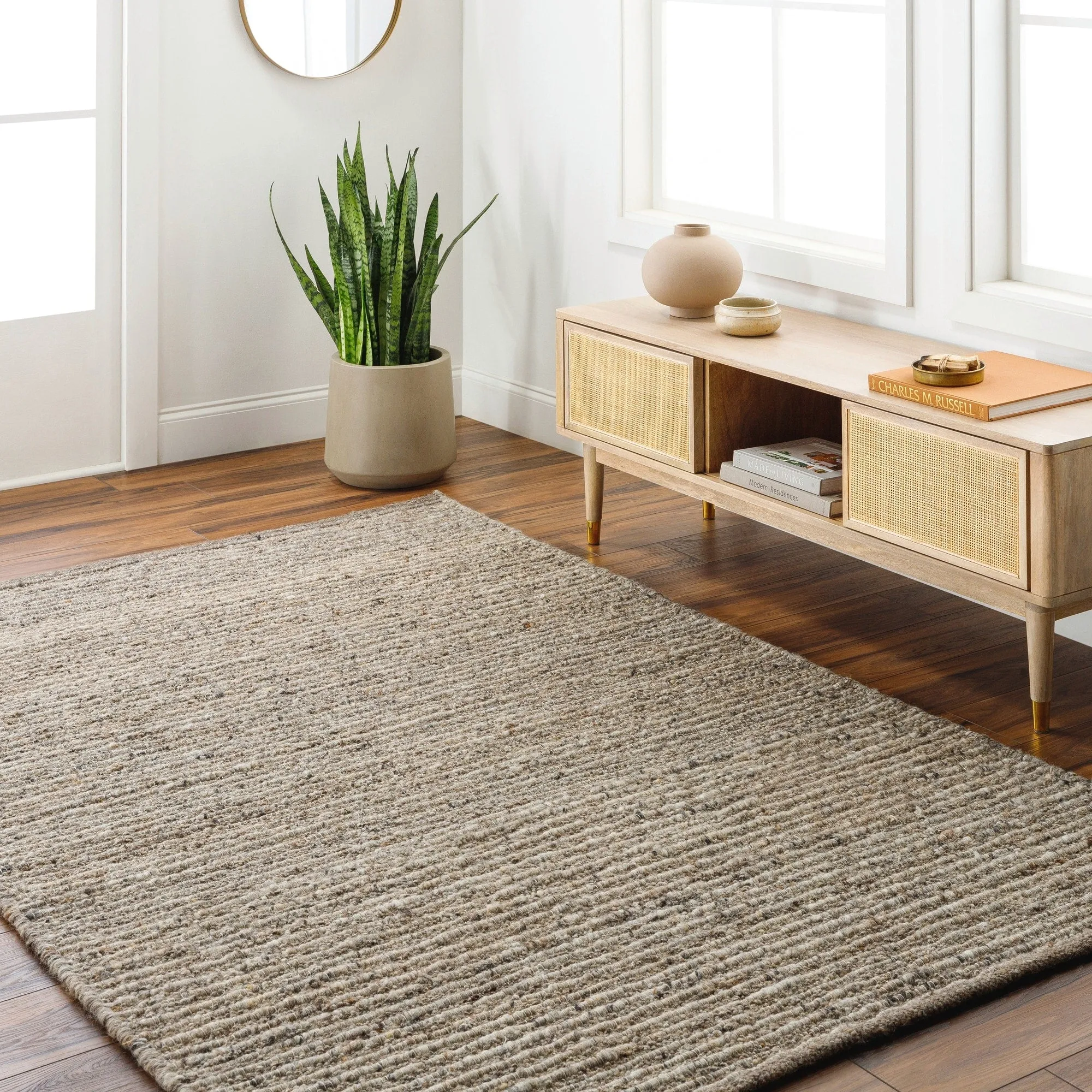 Dawley Handmade Solid Neutral Wool Area Rug