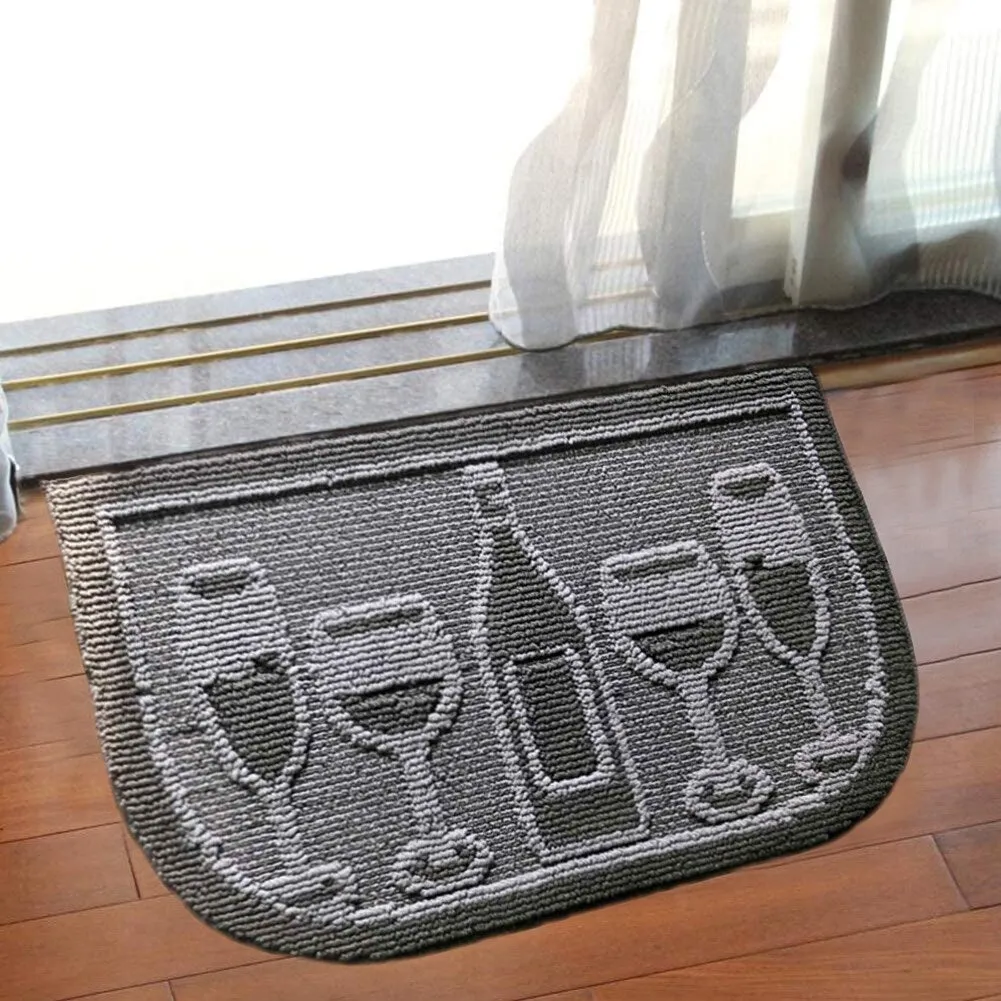 Decor Non-Slip Rubber Back Soft Durable Woven Fluffy Runner Area Carpet Floor Mat Indoor Kitchen Rug. Black Wine Cheers
