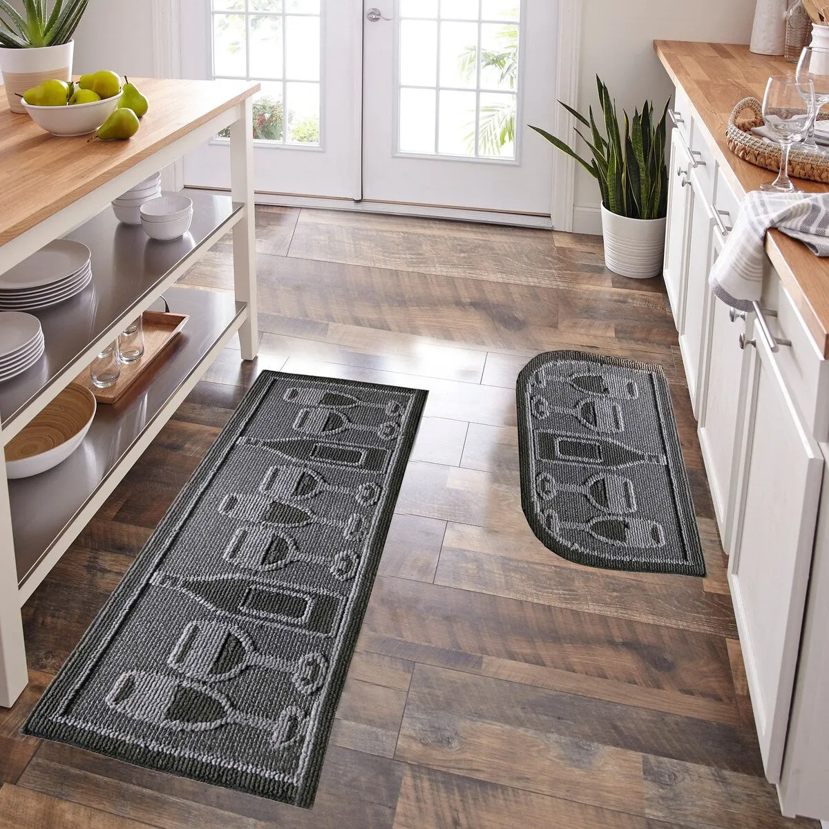Decor Non-Slip Rubber Back Soft Durable Woven Fluffy Runner Area Carpet Floor Mat Indoor Kitchen Rug. Black Wine Cheers