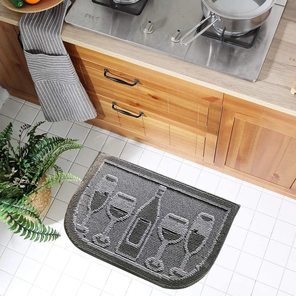 Decor Non-Slip Rubber Back Soft Durable Woven Fluffy Runner Area Carpet Floor Mat Indoor Kitchen Rug. Black Wine Cheers
