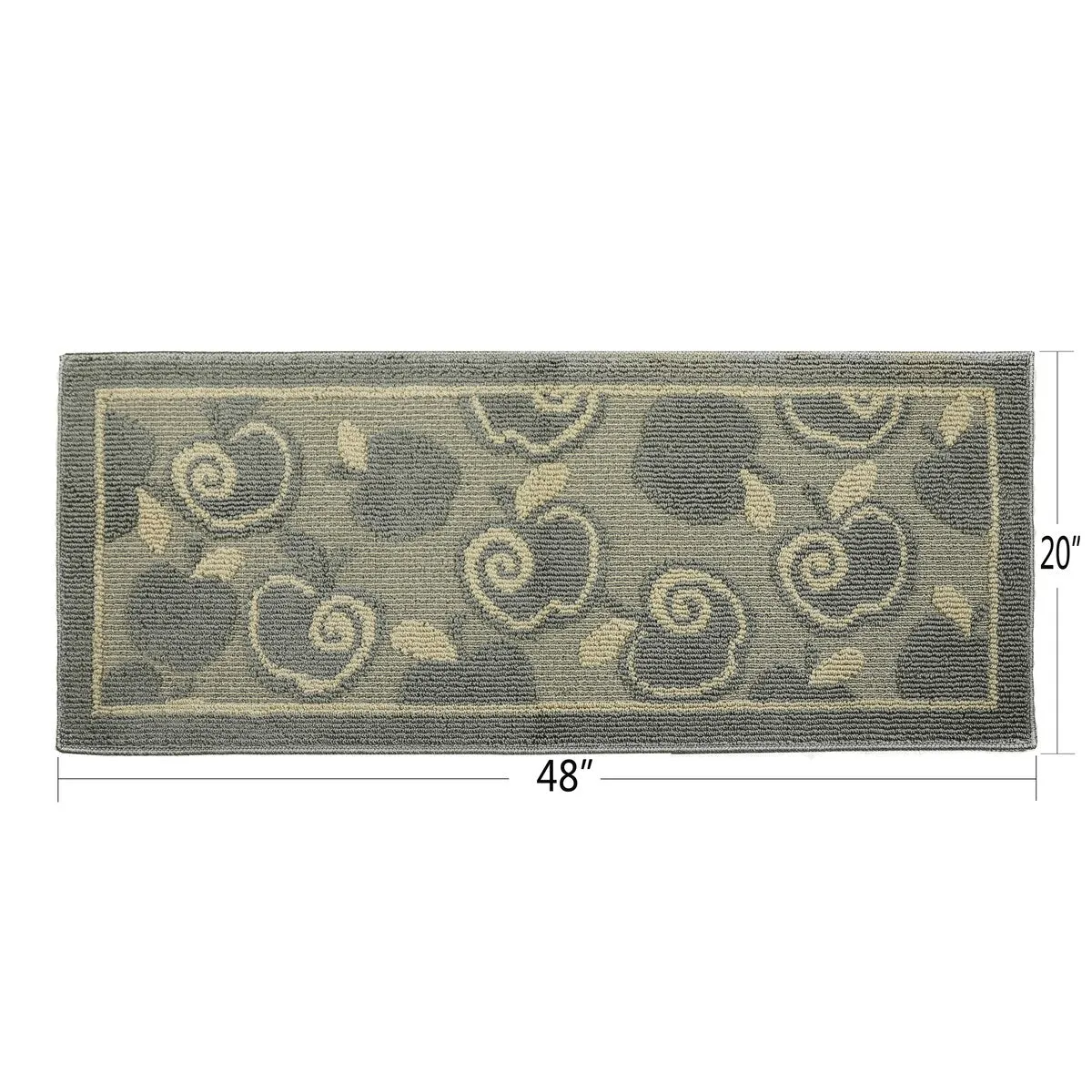 Decor Non-Slip Rubber Back Soft Durable Woven Fluffy Runner Area Carpet Floor Mat Indoor Kitchen Rug. Silver Apple