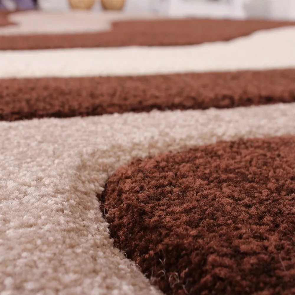 Designer Area Rug with Contour Cut and Modern Wave Pattern