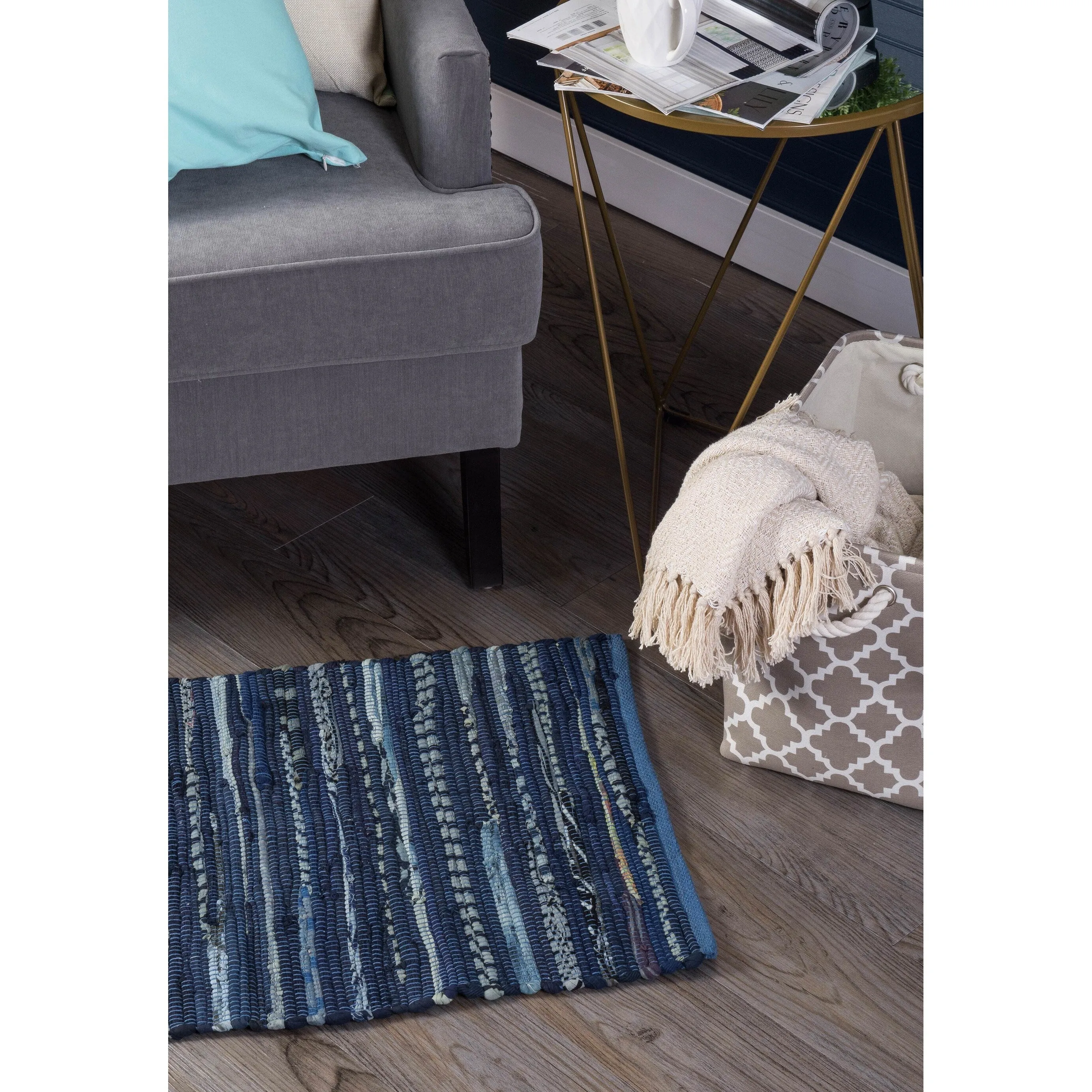 DII Recycled Fabric Striped Handmade Rag Rug