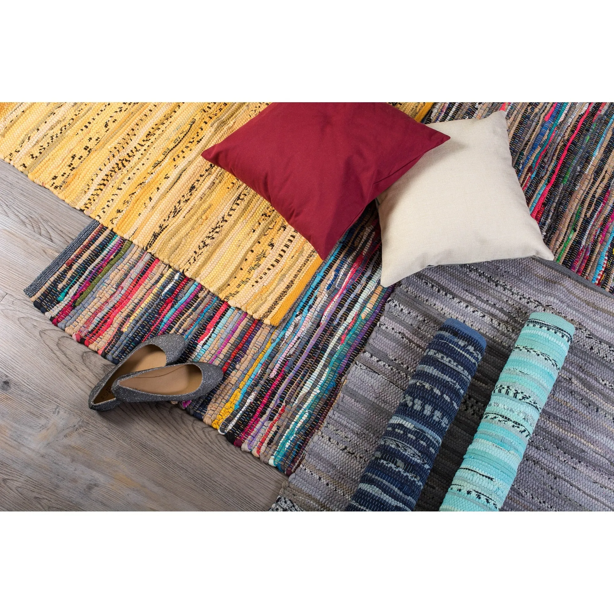 DII Recycled Fabric Striped Handmade Rag Rug