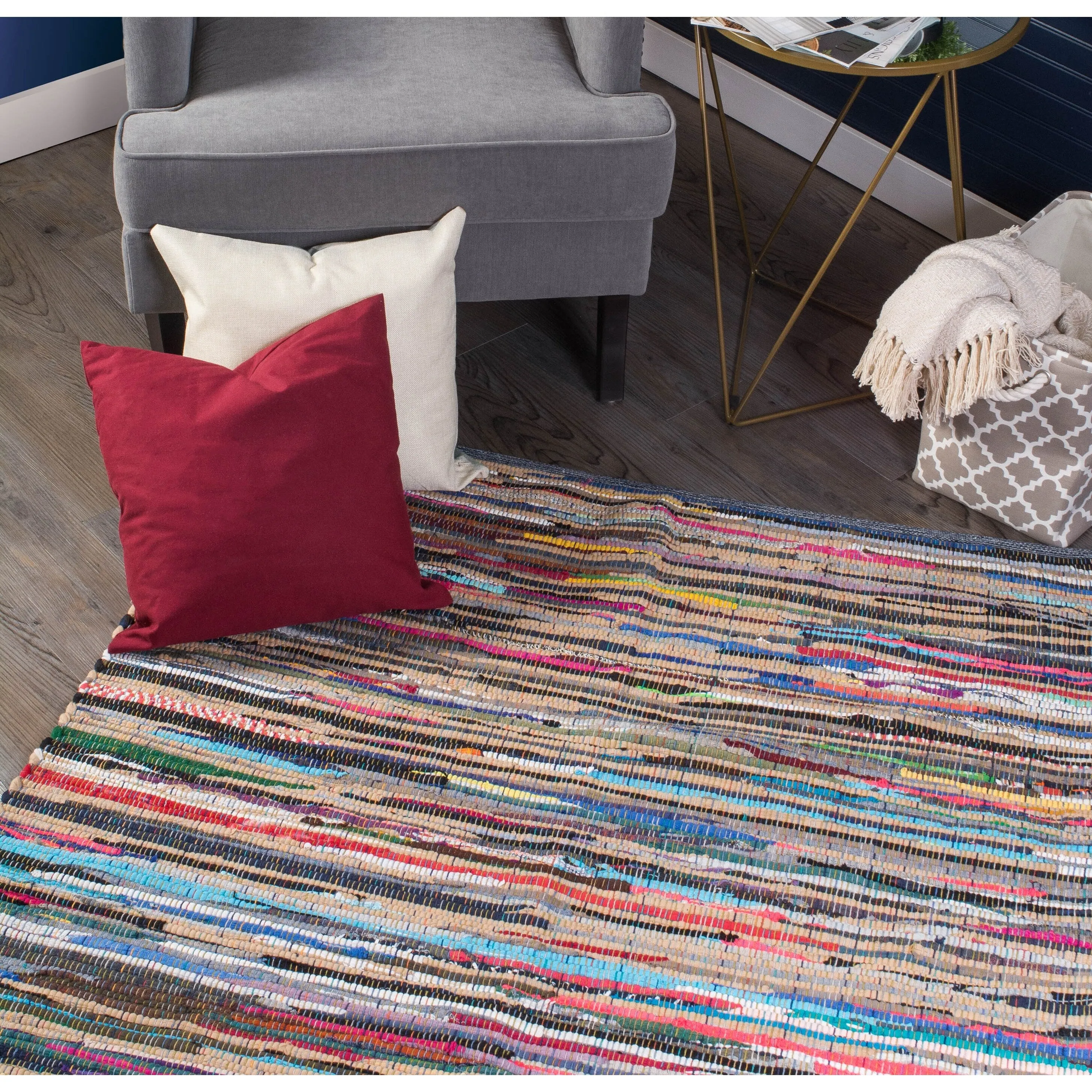 DII Recycled Fabric Striped Handmade Rag Rug