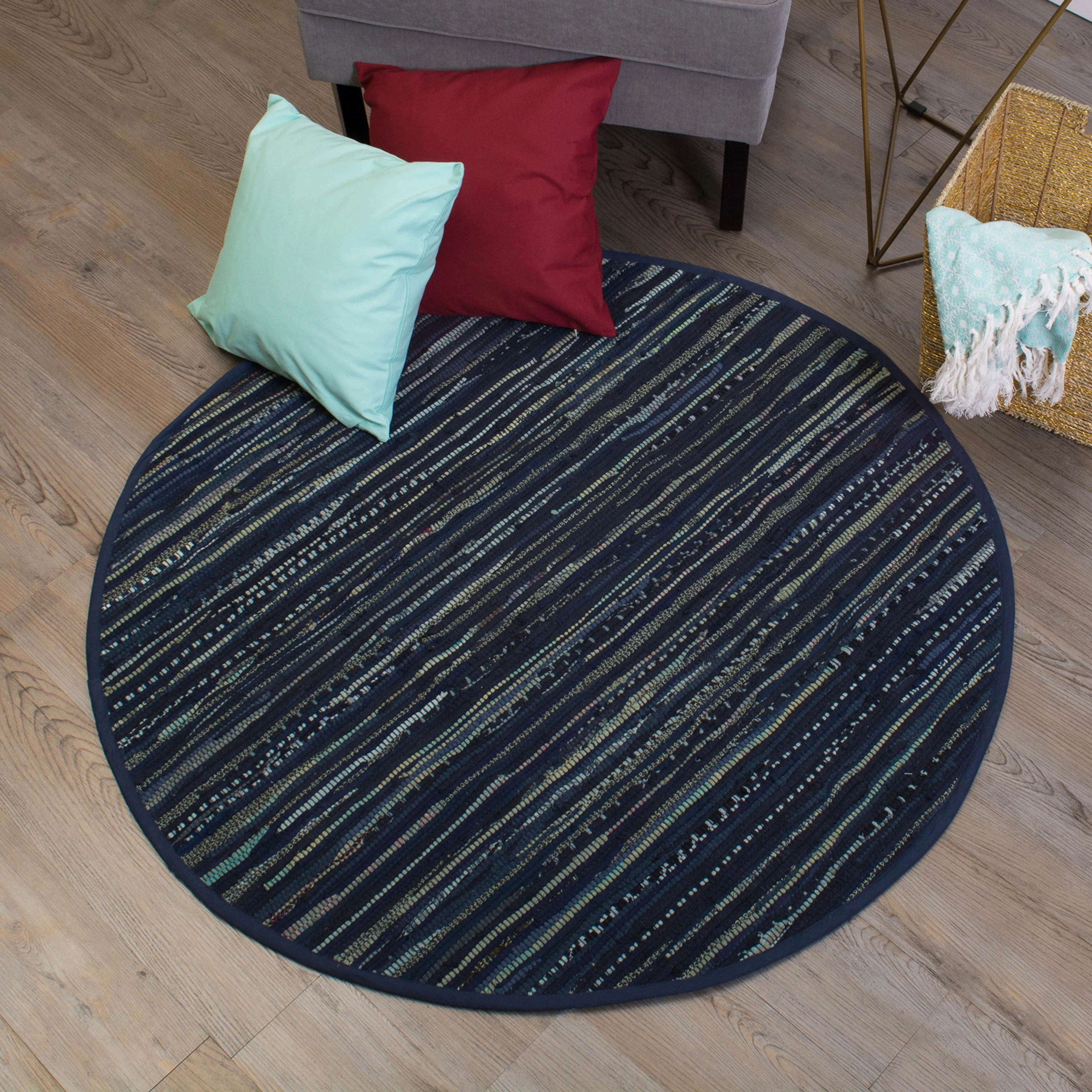 DII Recycled Fabric Striped Handmade Rag Rug