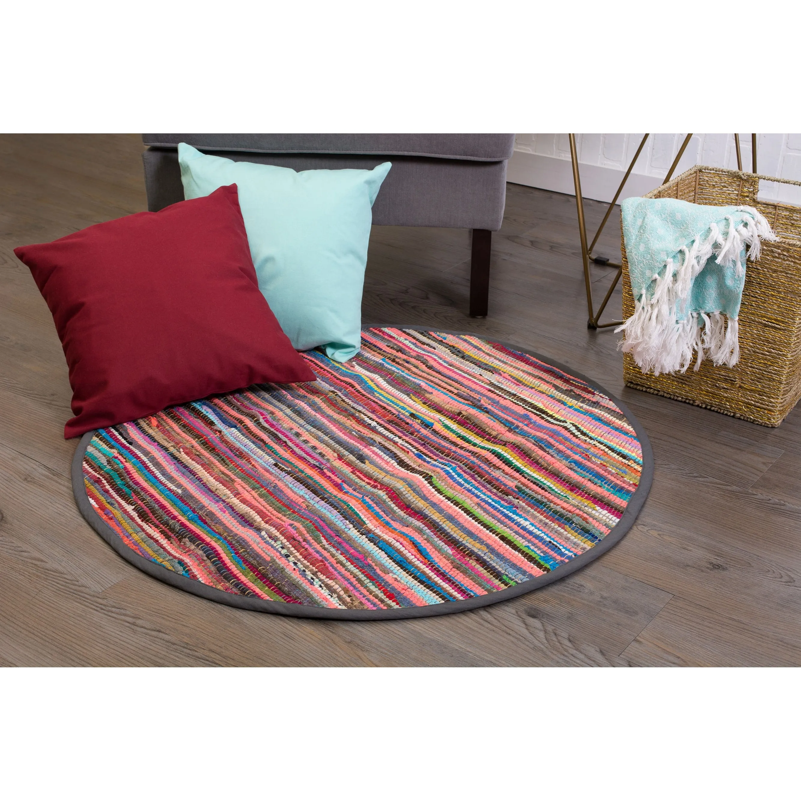 DII Recycled Fabric Striped Handmade Rag Rug