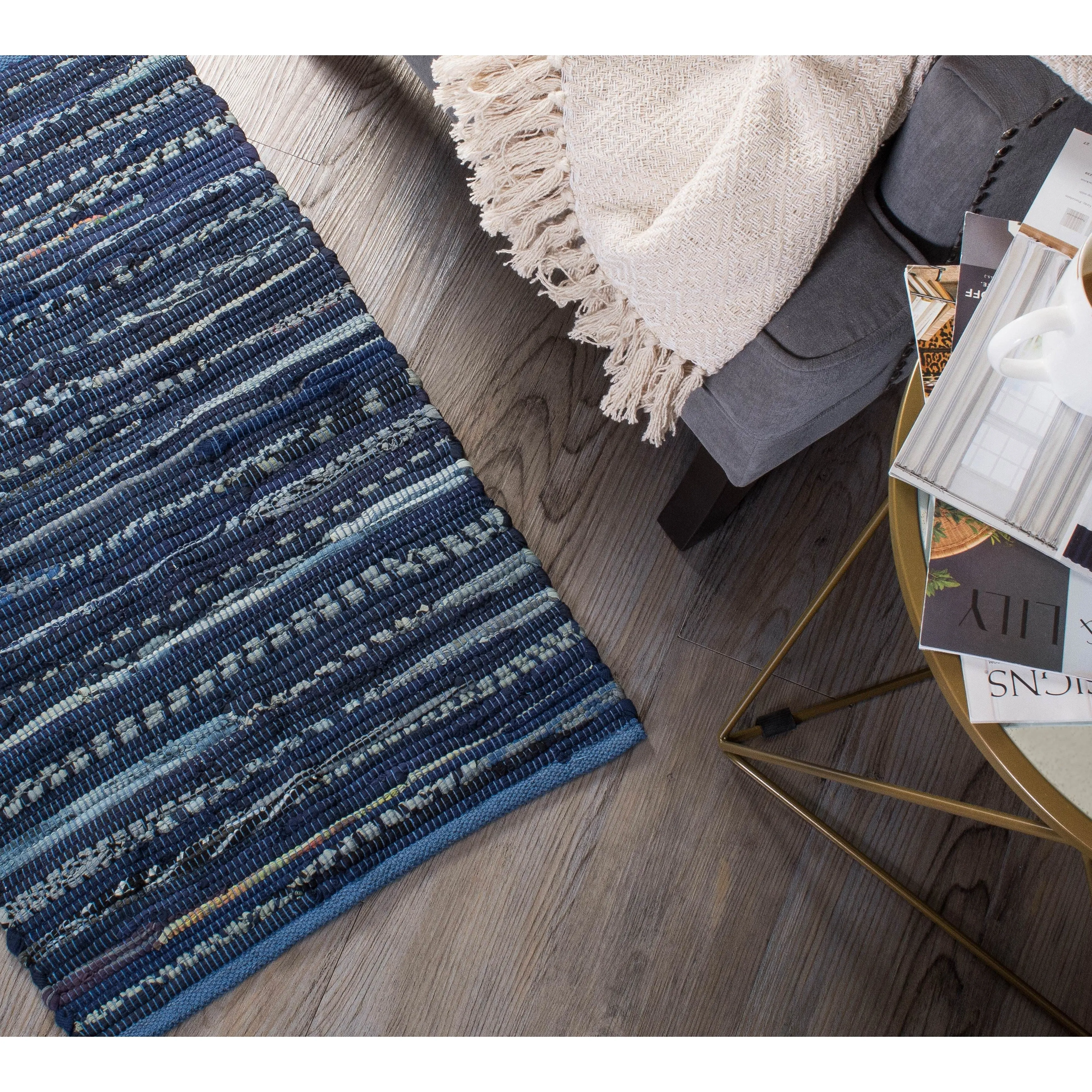 DII Recycled Fabric Striped Handmade Rag Rug