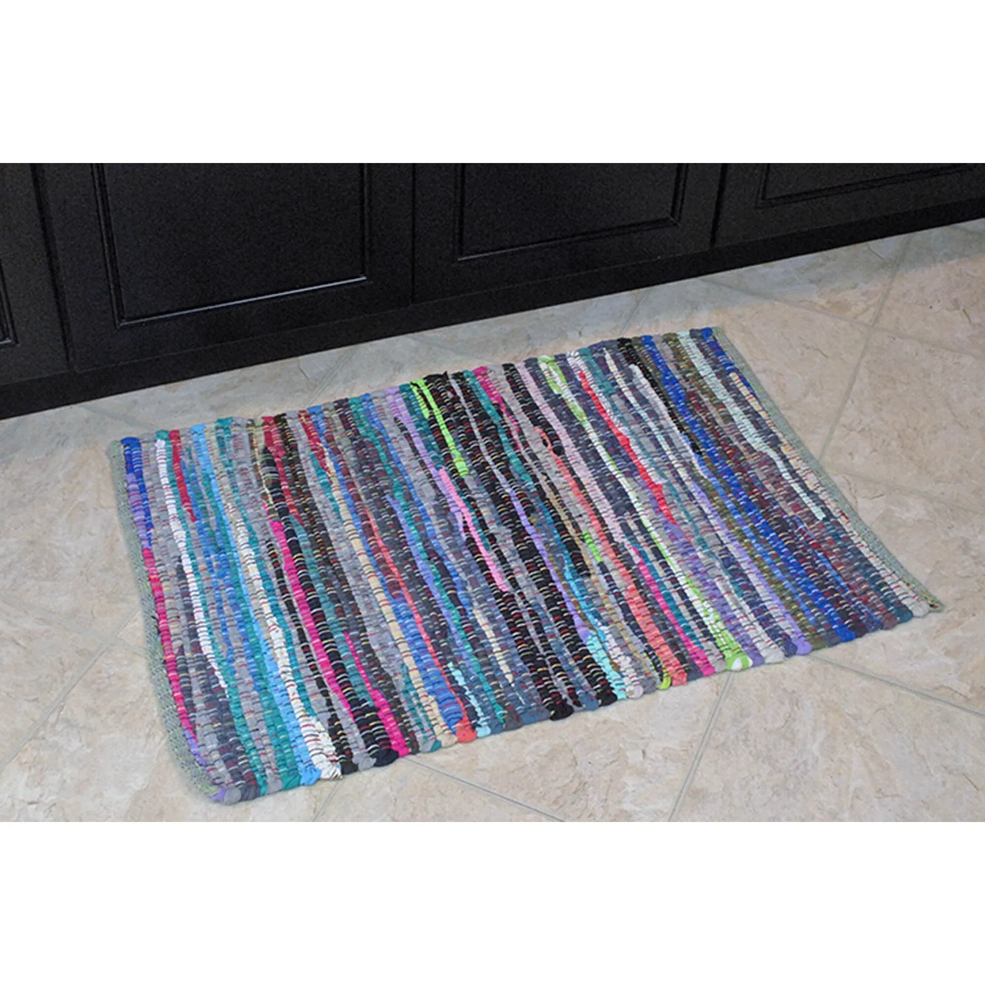 DII Recycled Fabric Striped Handmade Rag Rug